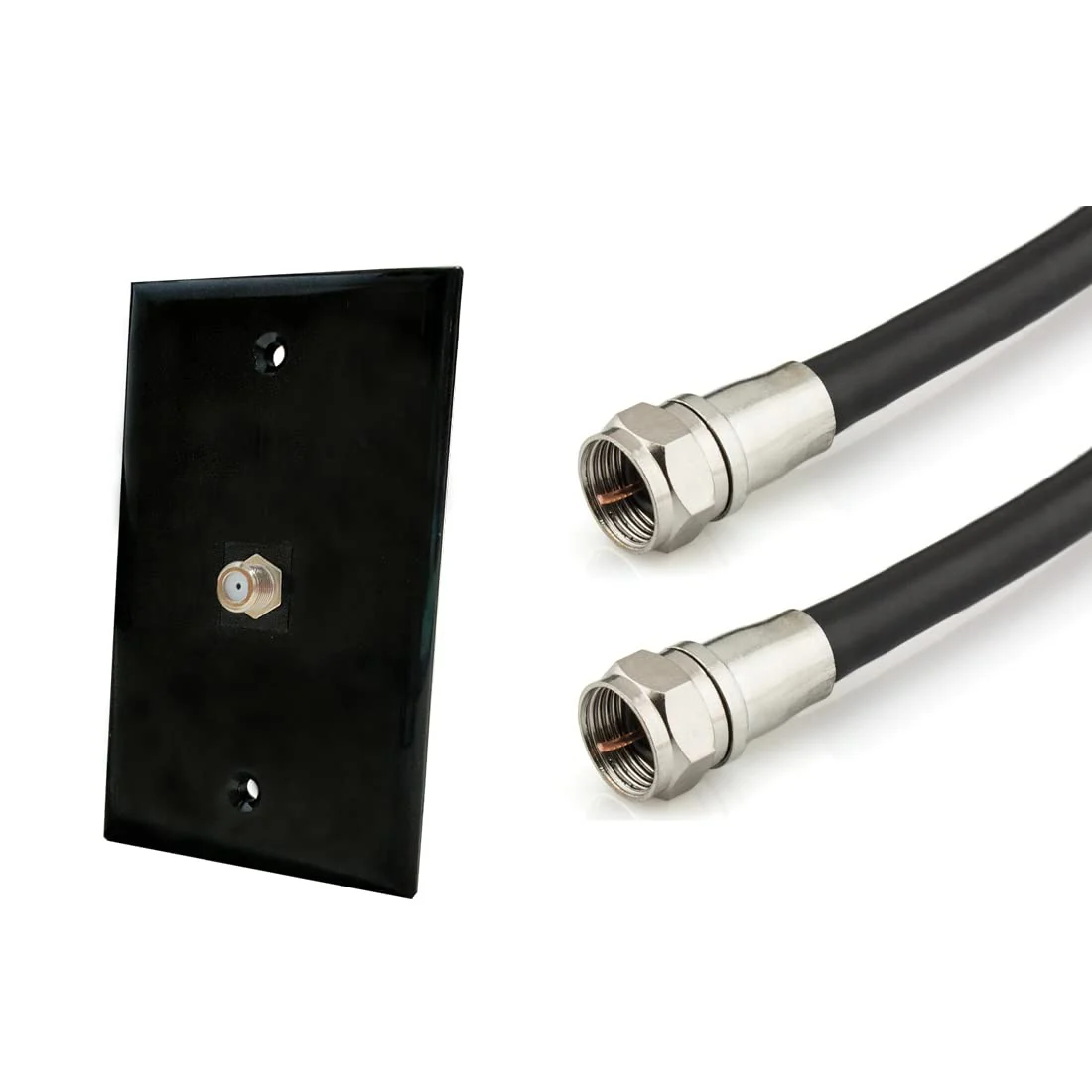 1 Port Coax Cable Wall Plate Black - Single Gang TV Coax F-Type Outlet Cover Plate for Coaxial Cable 1Coax-Black - Image 3