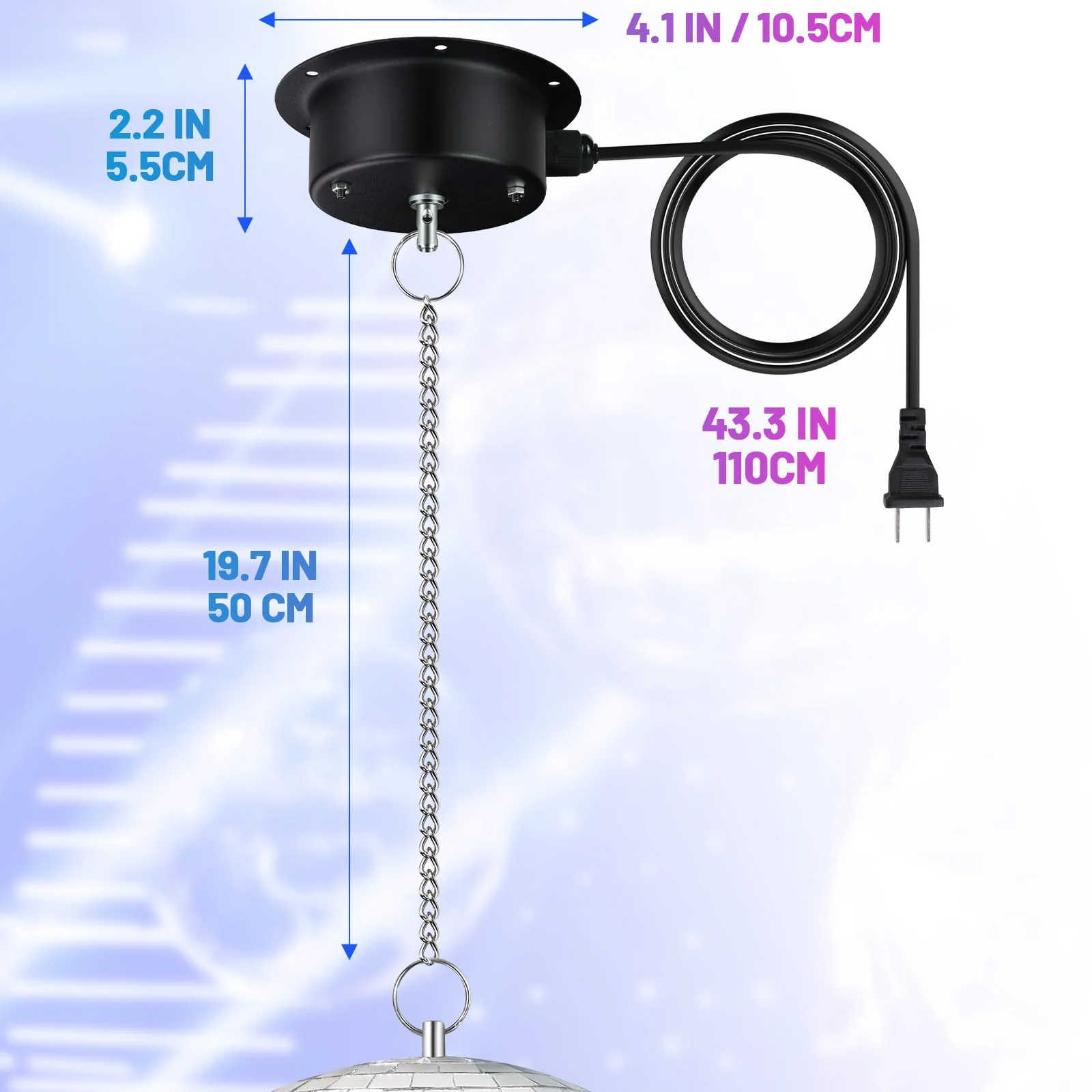 1 RPM Slow Speed Disco Ball Motor Heavy Duty Mirror Ball Electric Motor Rotator Supports 4'' - 12'' Balls for Dj Party Light Home Bands,Christmas Party 1 RPM Motor - Image 3