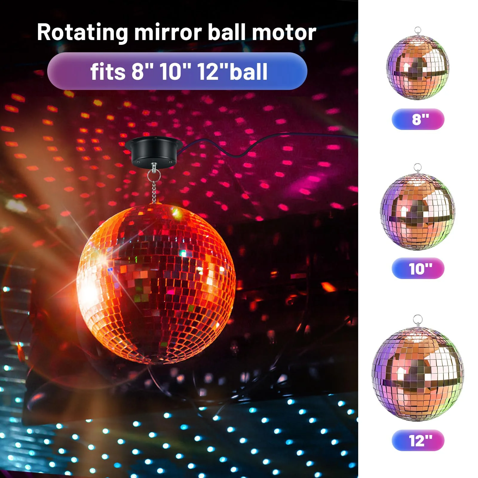 1 RPM Slow Speed Disco Ball Motor Heavy Duty Mirror Ball Electric Motor Rotator Supports 4'' - 12'' Balls for Dj Party Light Home Bands,Christmas Party 1 RPM Motor - Image 4