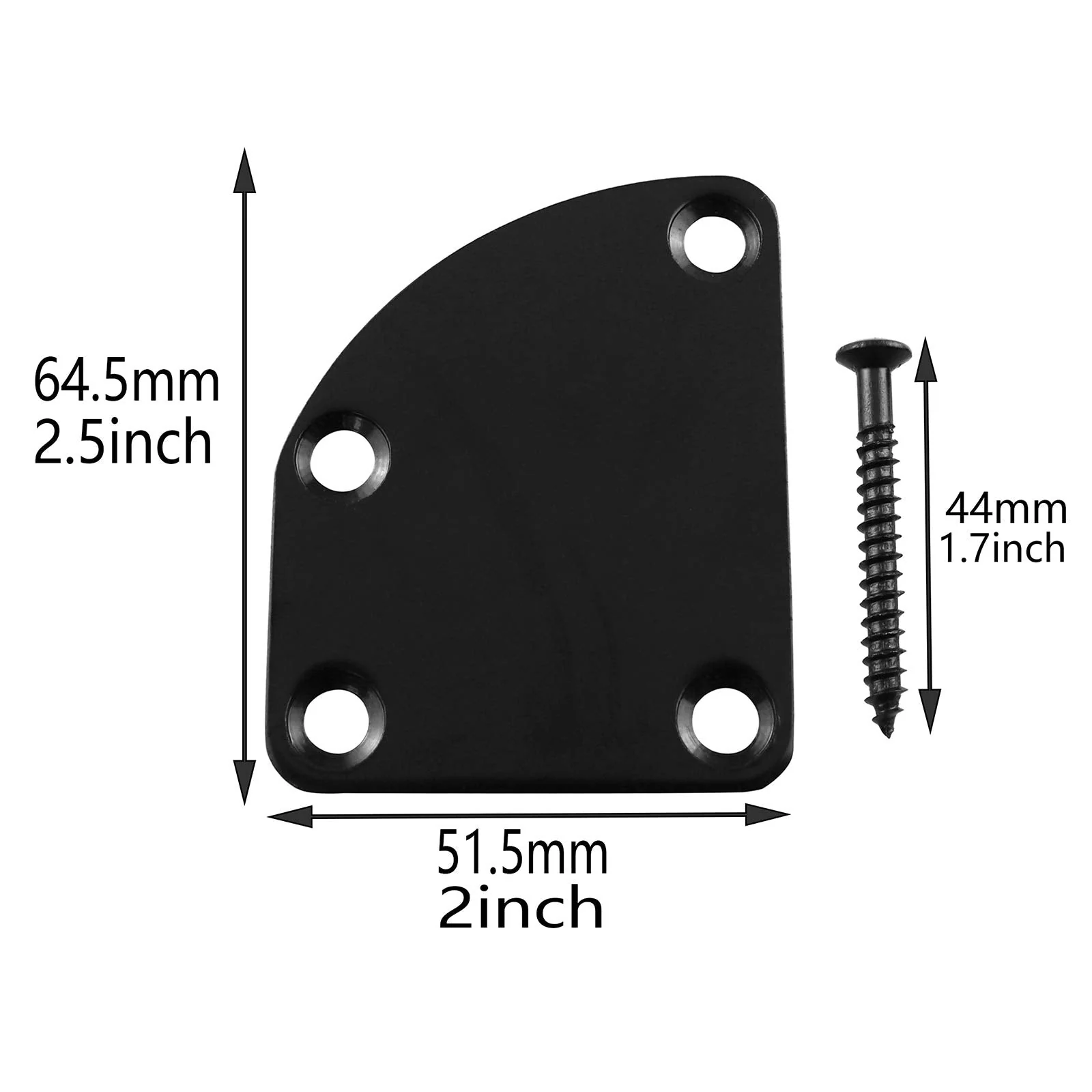 1 SET Electric Guitar Neck Plate Curved Cutaway Semi Round Neck Joint Back Mounting Plate 4 Holes with Screws Compatible with Guitar Bass Parts Replacement - Image 5