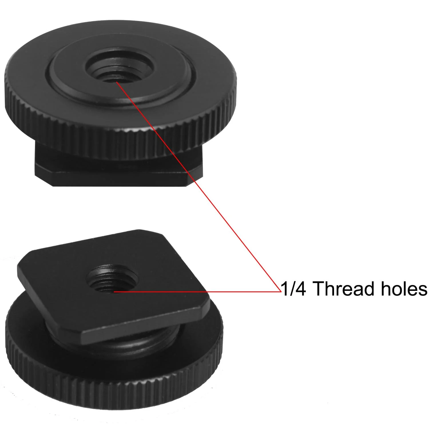 1 Set Hot Cold Shoe Bracket Holder Extension Flash Head Phone Holder 5/8 Male to 1/4 Female Single Tier 1/4 Male Adapter Screw Aluminium Alloy SLR Camera Universal for Lights Travel Tripods - Image 2