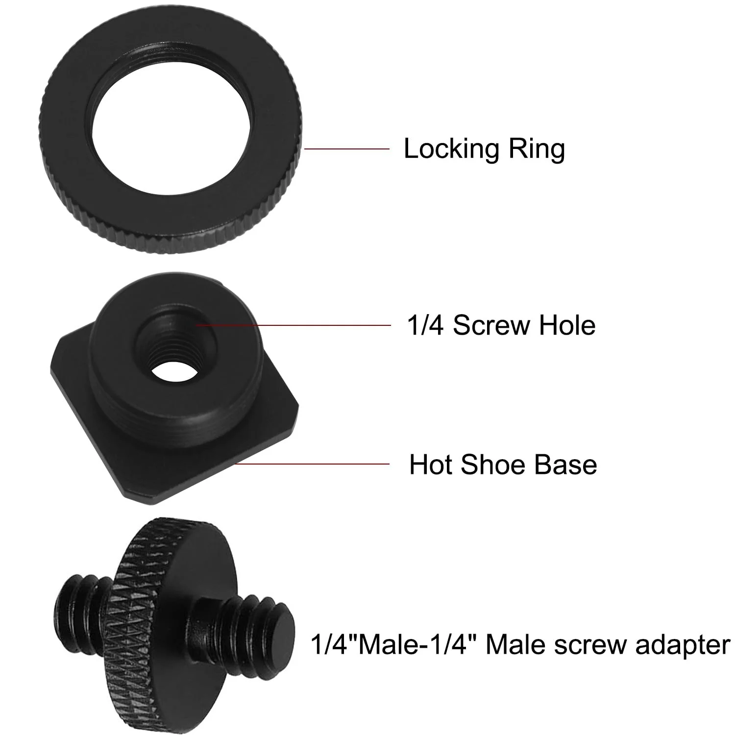 1 Set Hot Cold Shoe Bracket Holder Extension Flash Head Phone Holder 5/8 Male to 1/4 Female Single Tier 1/4 Male Adapter Screw Aluminium Alloy SLR Camera Universal for Lights Travel Tripods - Image 4