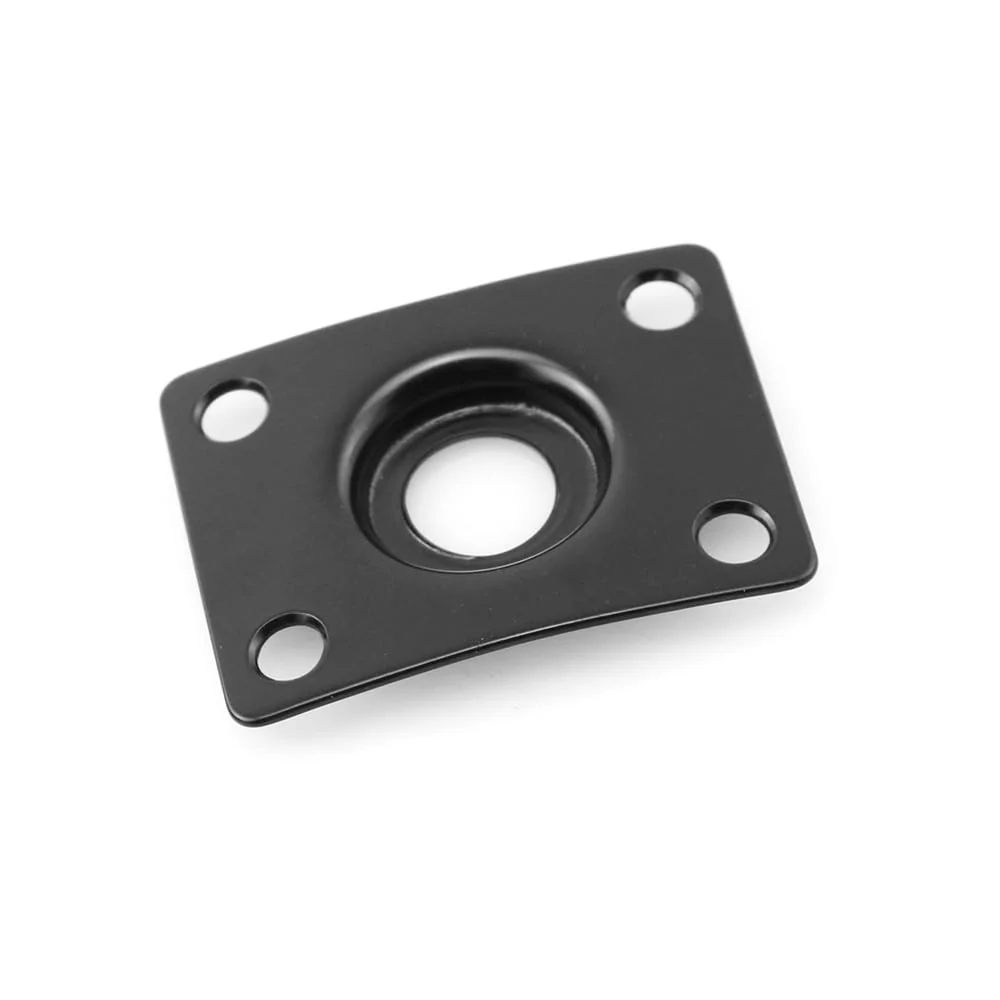 1 Set Instrument Audio Jack Rectangular Metal Socket Iron Plate Guitar Pickup Output Jack Plate with 4 Screws for Electric Guitar Electric Bass Bent Jack Plate Black - Image 5