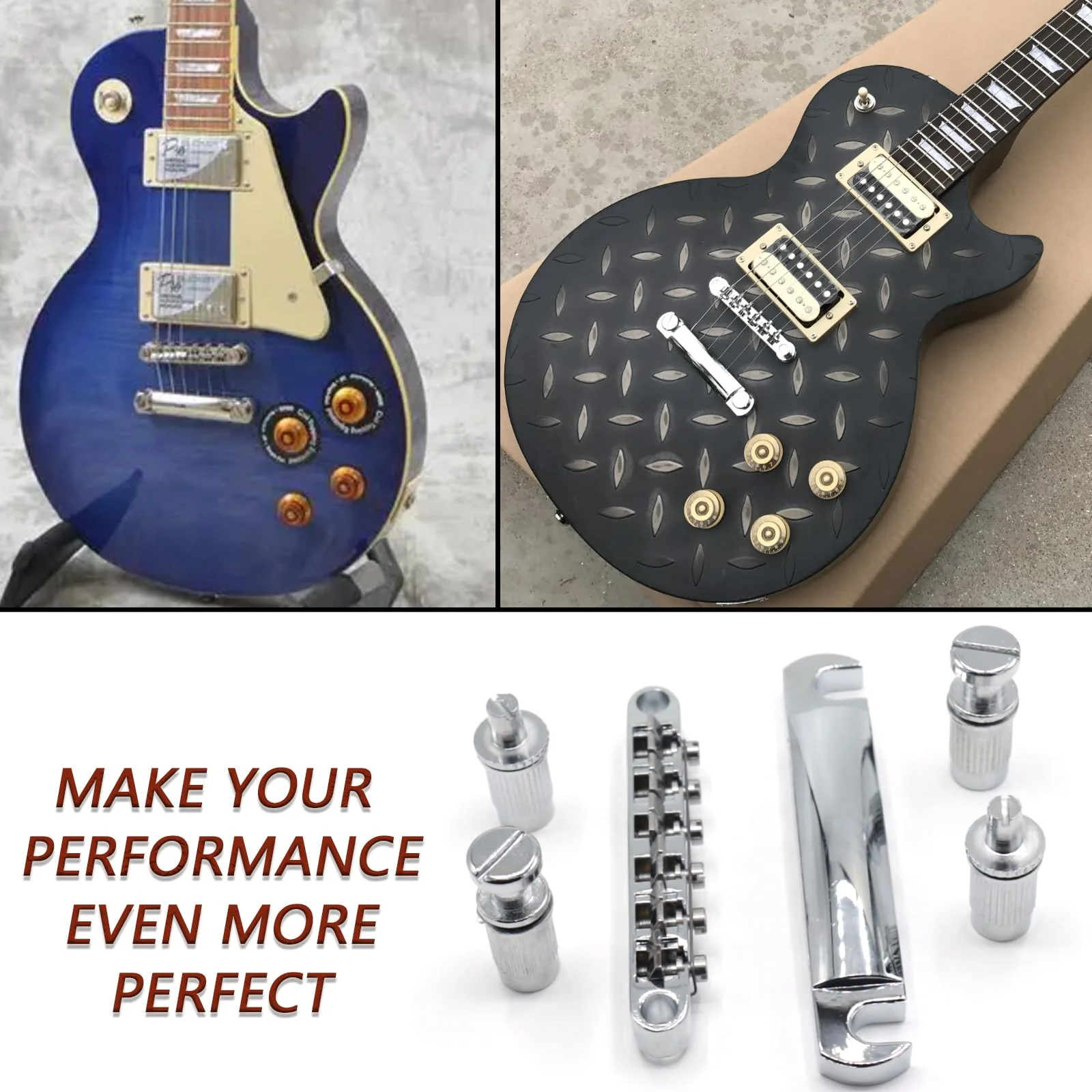 1 Set Silver Metal Tune-O-Matic Electric Guitar Bridge and Tailpiece for Enhanced String Stability, Replacement Electric Guitar Parts Ideal for SG Les Paul LP Guitars - Image 3
