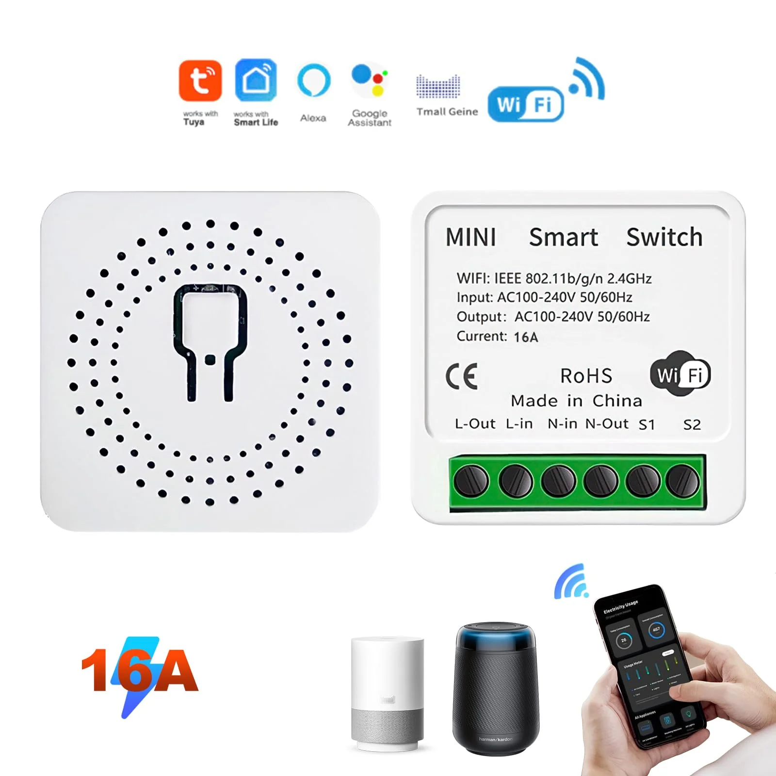 1 x Mini Smart Light Switch, Wireless Remote Control Switch for Home Automation, RF Remote Controlled Light Switch with Timer and Motion Sensor with Alexa Echo, Google Home - Image 7