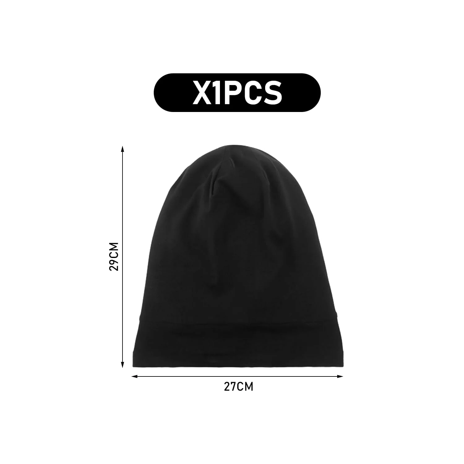 1 x Sleep Cap, Women's Hair Hat, Adjustable Elastic Bandana, Satin Jumper Hat, Toe Cap, Breathable and Warm Hat, Hair Cap for Sleeping (Black) - Image 2