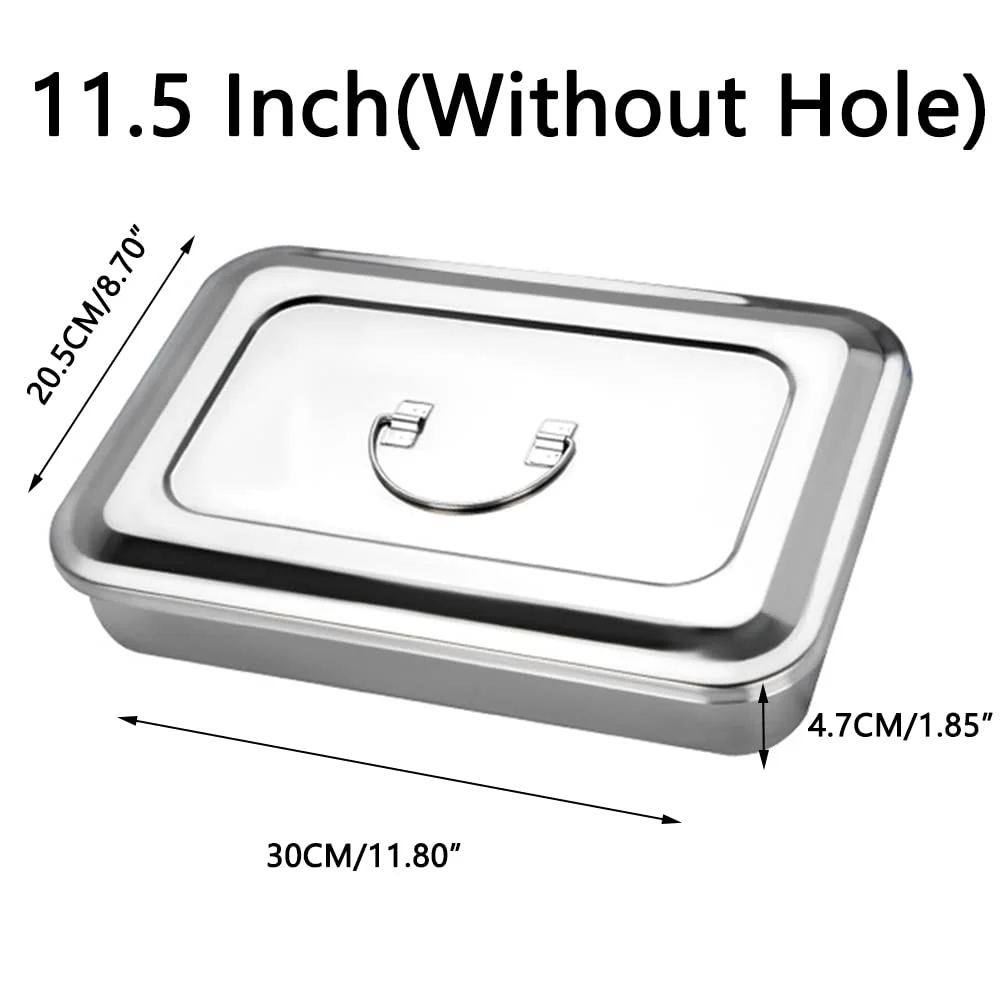 1 x Storage Box for Surgical Instruments Made of Stainless Steel for Professional Operations, Veterinary Medicine, Beauty Salon (11.5 Inches (without Hole)) - Image 2