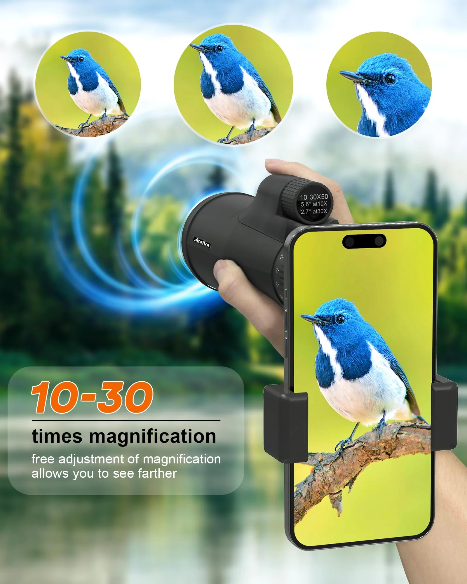 10-30x50 Monoculars for Adults High Powered with Smart Phone Holder & Upgraded Tripod, Starscope Monocular Military Grade for Outdoor Exploration, Bird Watching, and Scenic Viewing 10-30x50 - Image 3