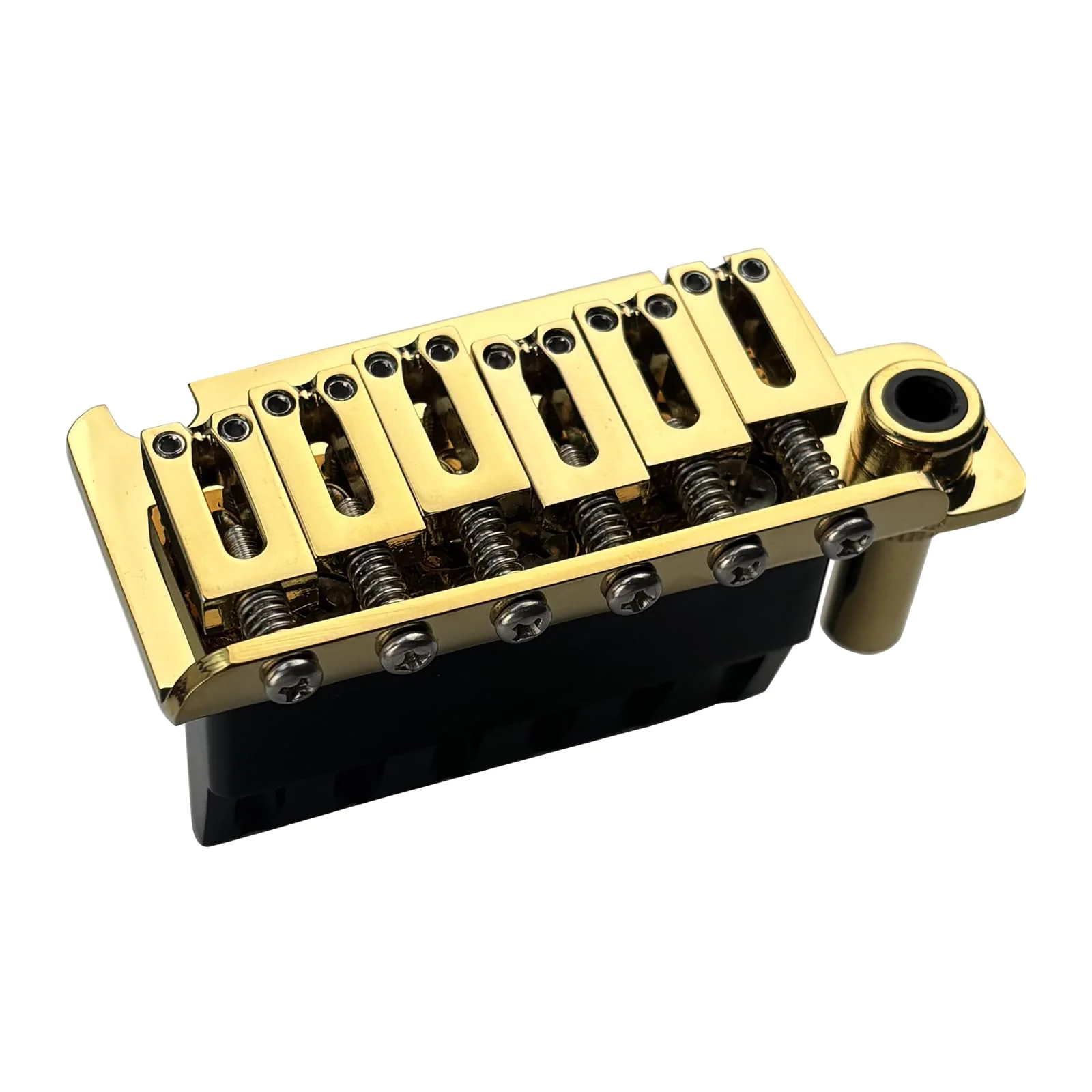 10.5mm Electric Guitar Bridge Zinc Alloy Saddles Block Stainless Steel Plate 6 String 2 Point Tremolo Bridge Compatible with Stratocaster Strat Electric Guitar Replacement Parts Gold - Image 3