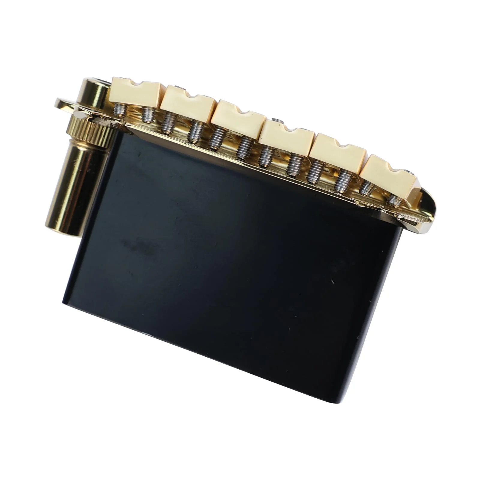10.5mm Electric Guitar Bridge Zinc Alloy Saddles Block Stainless Steel Plate 6 String 2 Point Tremolo Bridge Compatible with Stratocaster Strat Electric Guitar Replacement Parts Gold - Image 7