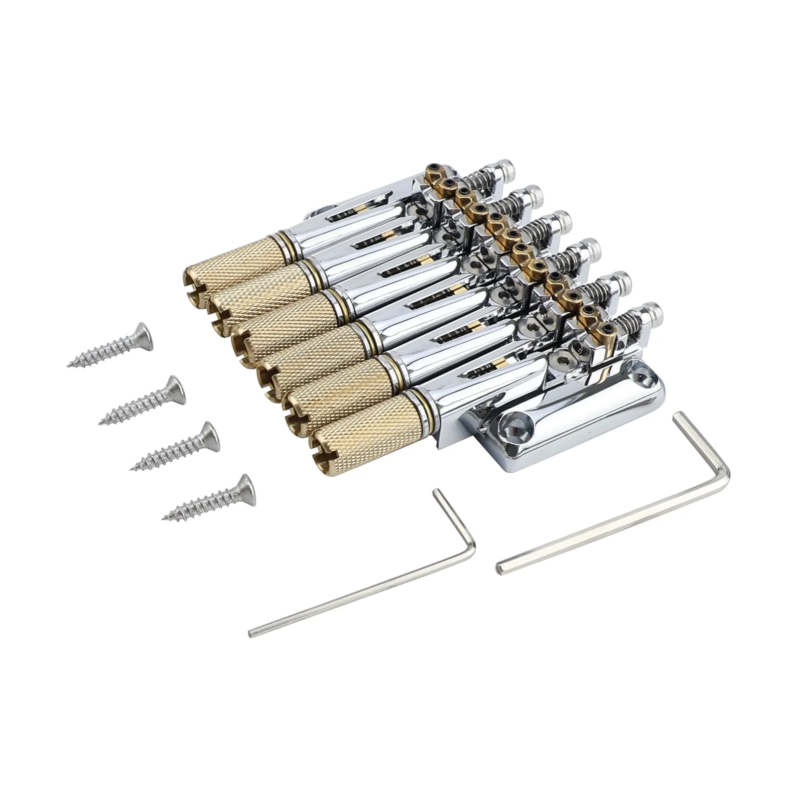 10.5mm Headless Electric Guitar Bridge Chrome Headless Bass Guitar Bridge Brass Saddles Zinc Alloy Plate Electric Guitar Bridge 6 String Headless Guitar Bridge Fixed - Image 6