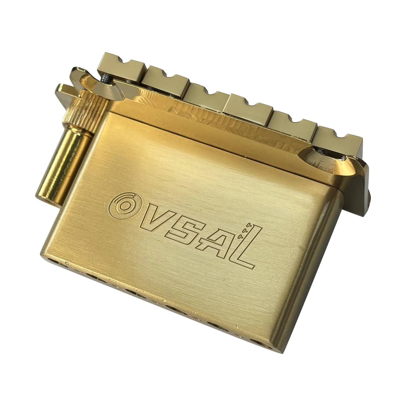 10.8mm Electric Guitar Bridge Gold 2-Point Tremolo Bridge with Zinc Alloy Saddles Brass Block 6 String Guitar Bridge Compatible with Start ST Electric Guitar Replacement Parts - Image 3