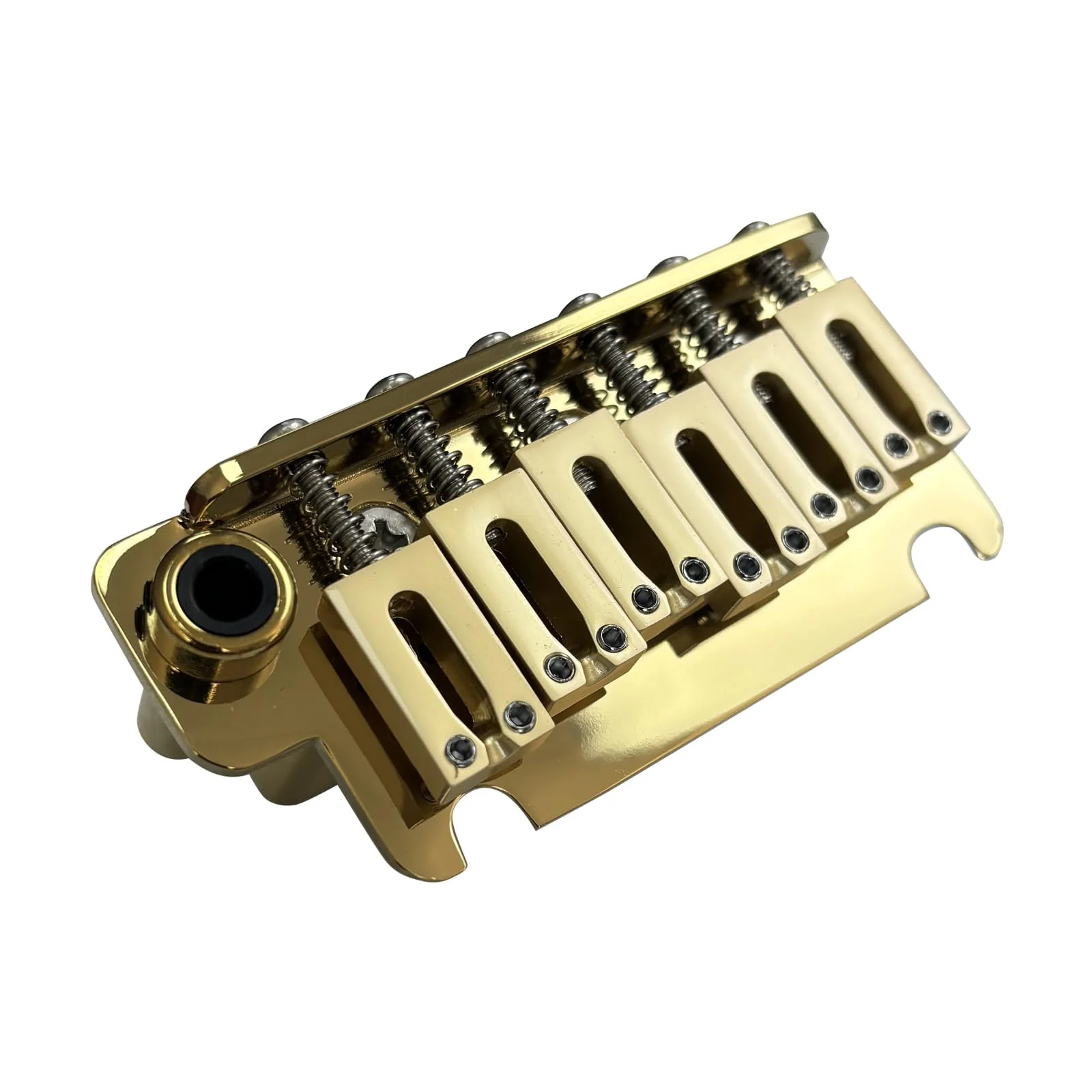 10.8mm Electric Guitar Bridge Gold 2-Point Tremolo Bridge with Zinc Alloy Saddles Brass Block 6 String Guitar Bridge Compatible with Start ST Electric Guitar Replacement Parts - Image 6