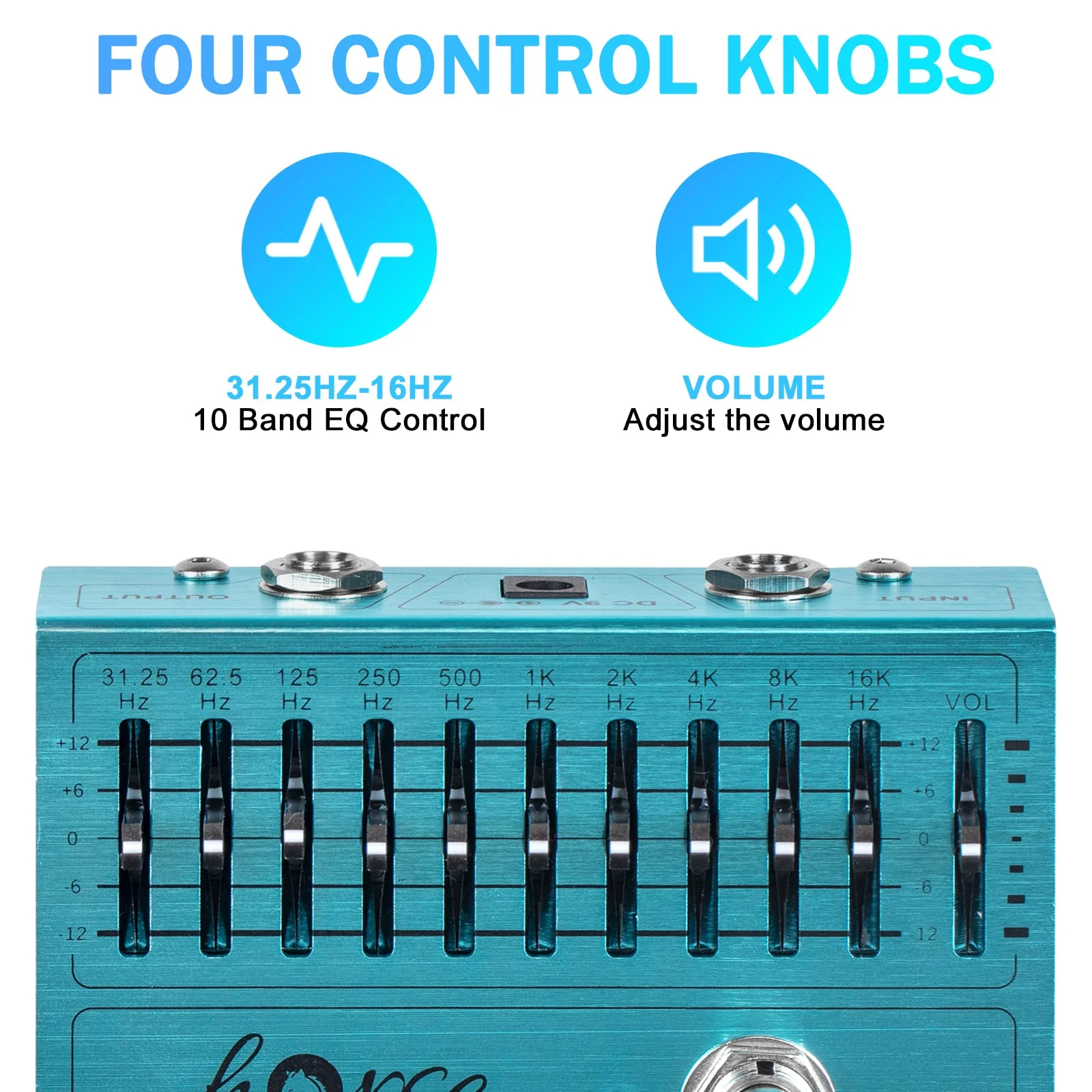 10 Band EQ Pedal, Equalizer (31.25Hz-16kHz) with ±12dB Gain/Attenuation for Each Band for Electric Guitar Bass Including 4-string 5-string 6-string 7-string Guitars - Image 4