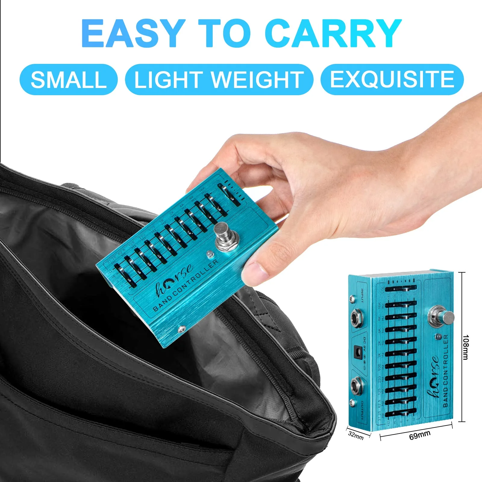 10 Band EQ Pedal, Equalizer (31.25Hz-16kHz) with ±12dB Gain/Attenuation for Each Band for Electric Guitar Bass Including 4-string 5-string 6-string 7-string Guitars - Image 6