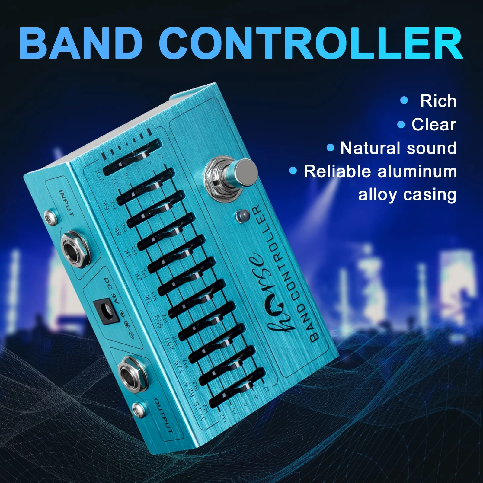 10 Band EQ Pedal, Equalizer (31.25Hz-16kHz) with ±12dB Gain/Attenuation for Each Band for Electric Guitar Bass Including 4-string 5-string 6-string 7-string Guitars - Image 7