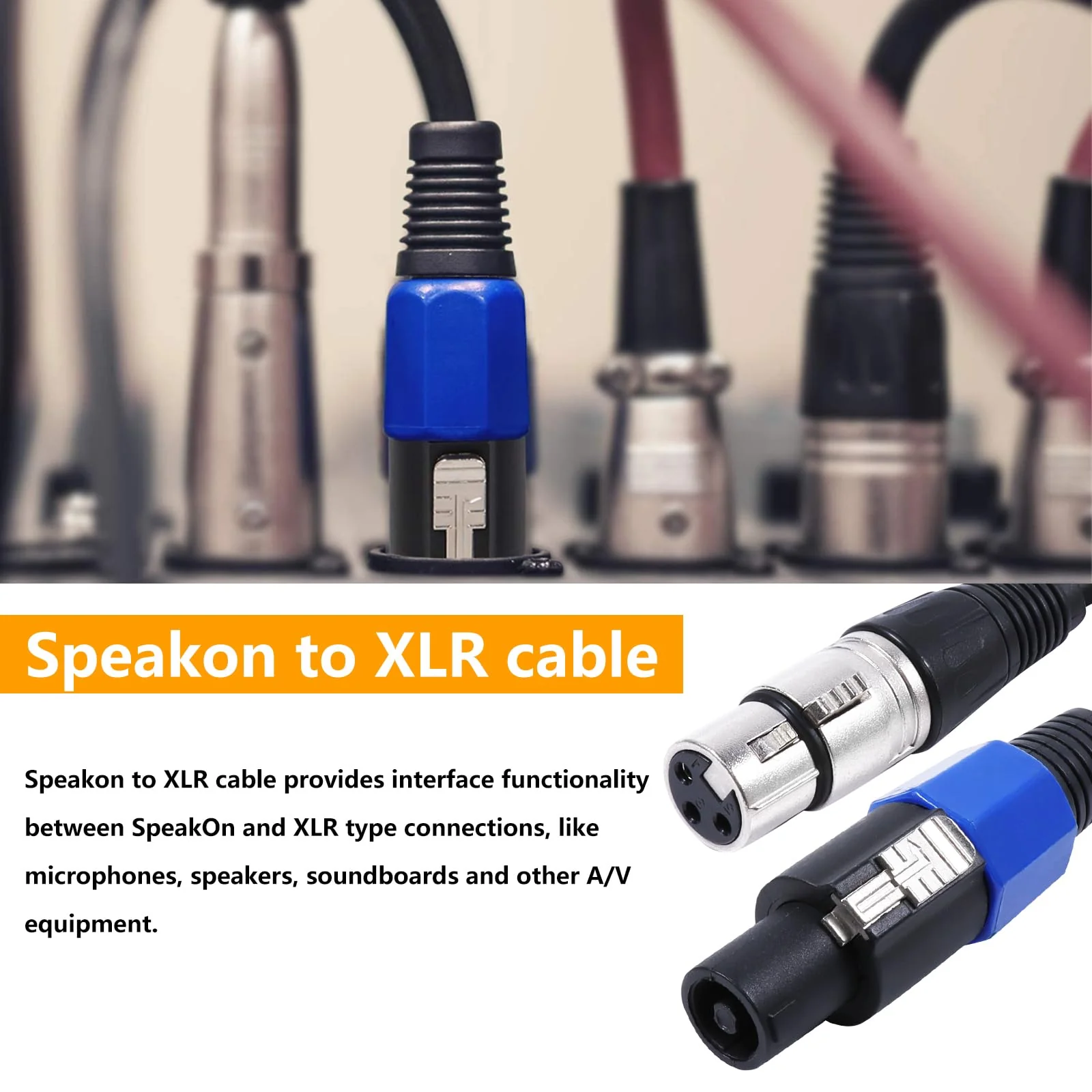 10 Feet Pack of 2 Speakon to XLR Cables - 2PCS 3 Pole XLR Female to SpeakOn Male Cable - 3 Pin Microphone to Loudspeaker PA DJ Audio Wire with Twist Lock (10FT, 2 Packs) 10 Feet - Image 6