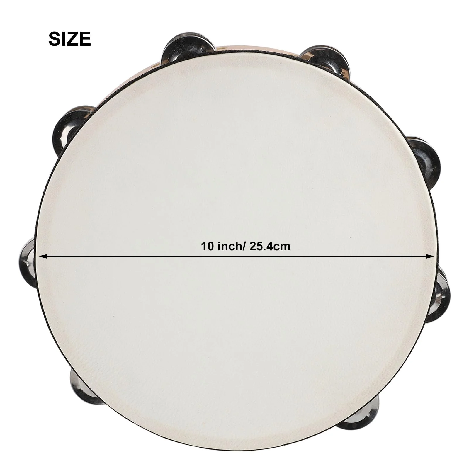 10 Inch Goatskin Tambourine With 8 Pairs of Metal Jingles Hand Held Drum Tambourines for Kids Adults Church Dance Games KTV Party 10 inch - Image 5