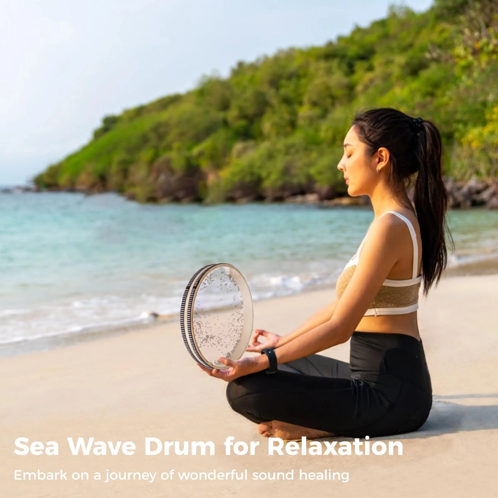 10-Inch Ocean Drum - Sea Wave Drum, Ocean Sound Drum, Natural Sound Musical Instrument, Musical Sound Healing Instrument for Relaxation, Meditation, Mindfulness, Yoga - Image 3
