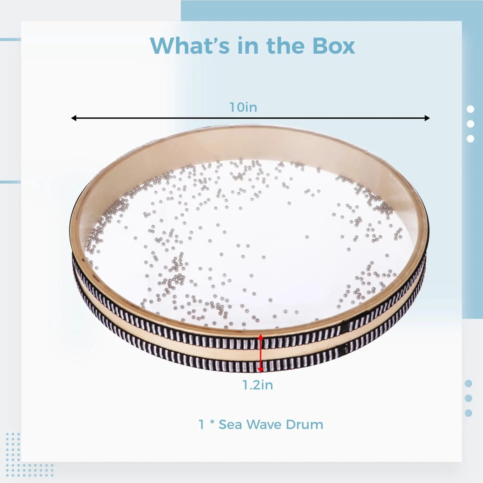 10-Inch Ocean Drum - Sea Wave Drum, Ocean Sound Drum, Natural Sound Musical Instrument, Musical Sound Healing Instrument for Relaxation, Meditation, Mindfulness, Yoga - Image 5