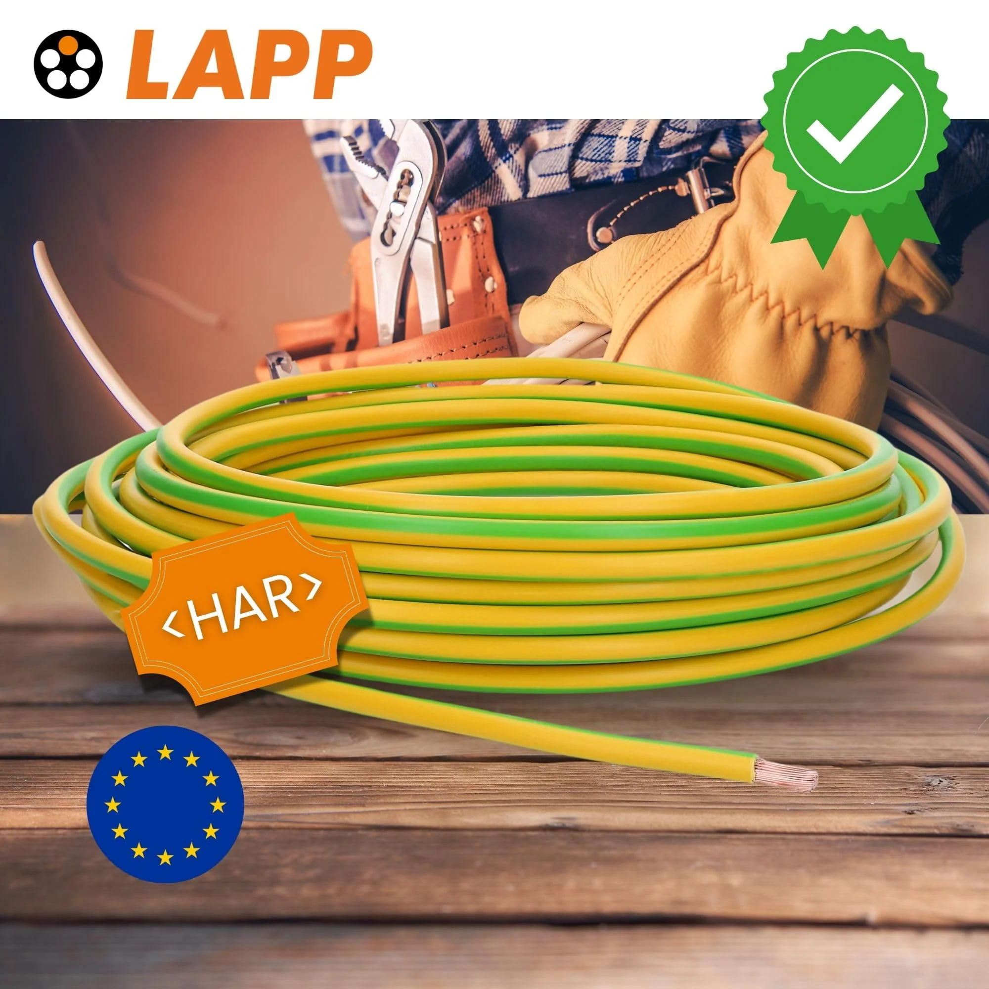 10 m Lapp 4520004 H07V-K 6 mm² Green/Yellow I Wiring Cable I Flexible Flexible PVC Single Core I Stranded 6 mm2 I Wiring green-yellow - Image 5