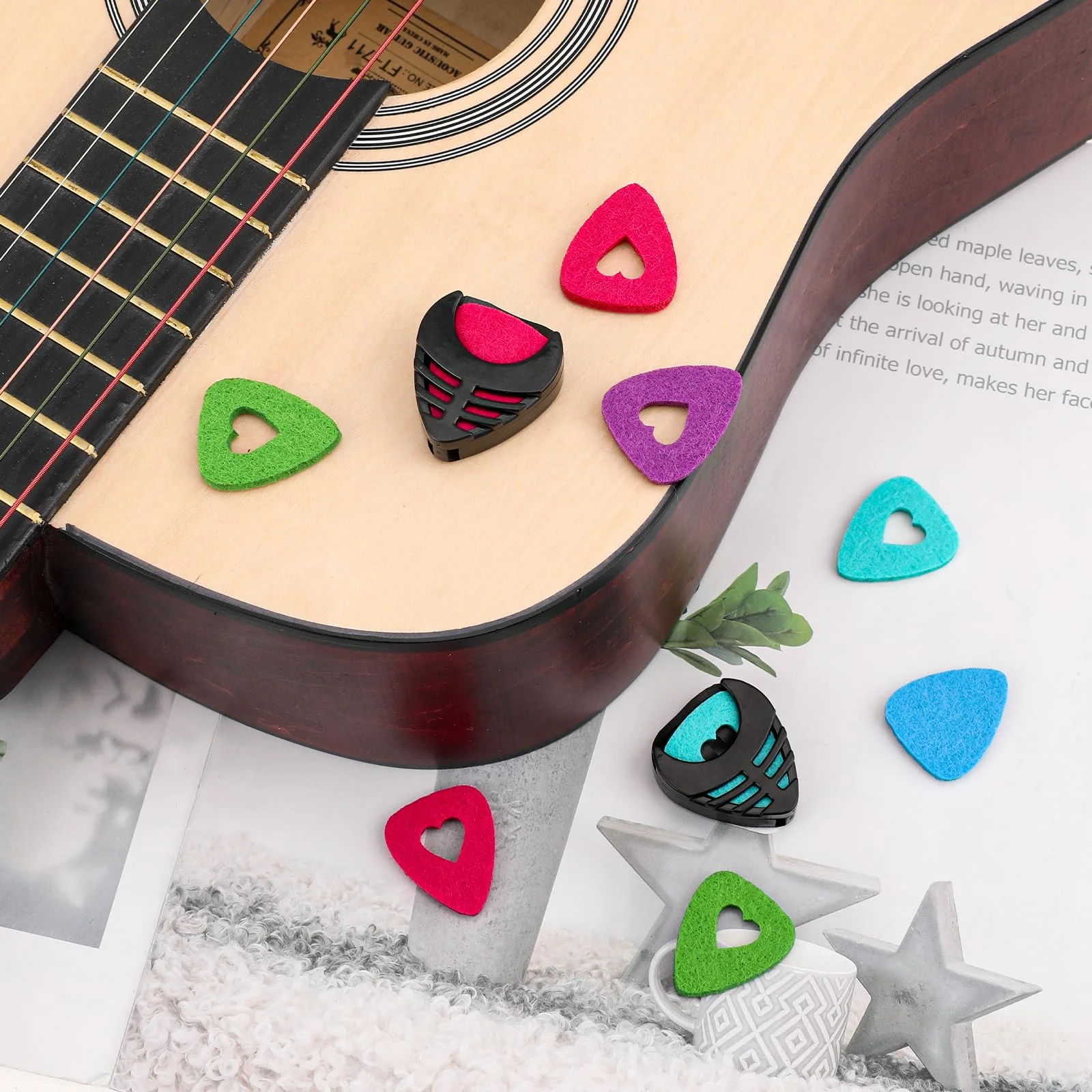 10 Pack Guitar Pick Holder, Stick-On Plastic Guitar Pick Case with Adhesive Back and Spring Convenient Guitar Pick Storage Box to Attach to Bass Ukulele Acoustic Guitar Accessories - Image 2