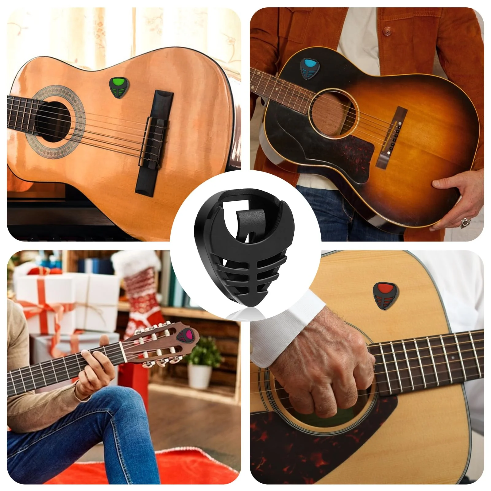 10 Pack Guitar Pick Holder, Stick-On Plastic Guitar Pick Case with Adhesive Back and Spring Convenient Guitar Pick Storage Box to Attach to Bass Ukulele Acoustic Guitar Accessories - Image 7