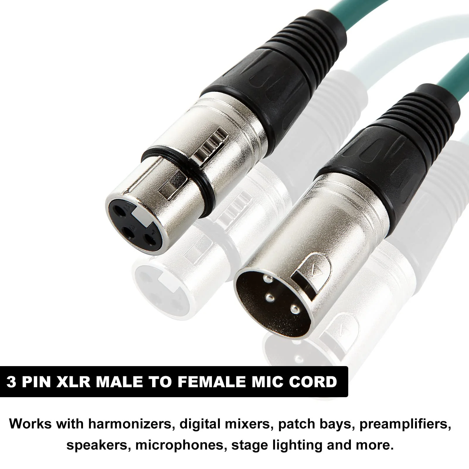 10 Pack of 3ft XLR Cables, Balanced 3 Pin XLR Male to Female Microphone Cables, Great for Audio, Guitar, Speaker - Image 3