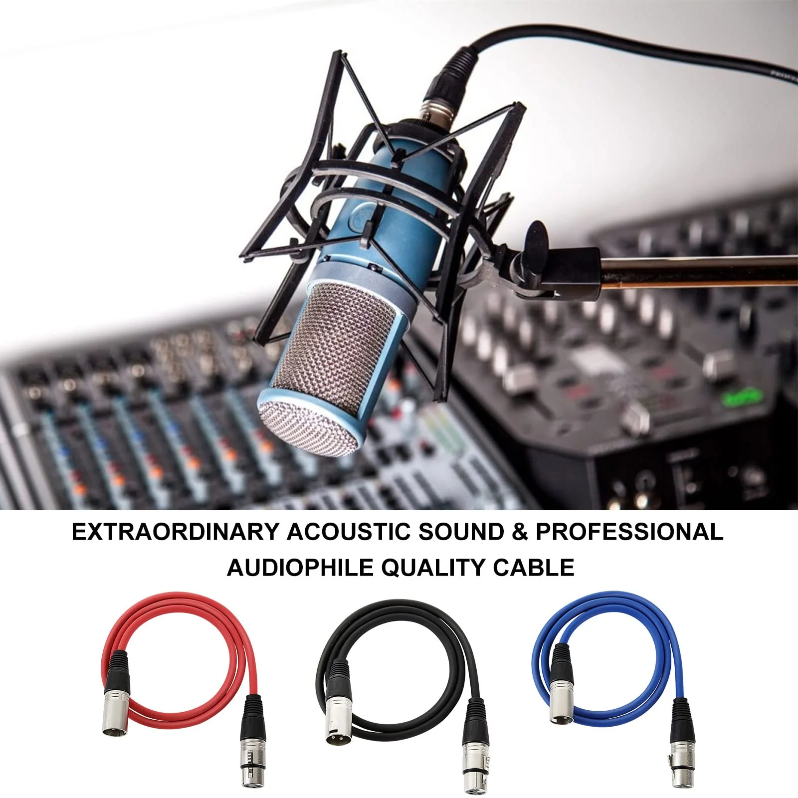 10 Pack of 3ft XLR Cables, Balanced 3 Pin XLR Male to Female Microphone Cables, Great for Audio, Guitar, Speaker - Image 6