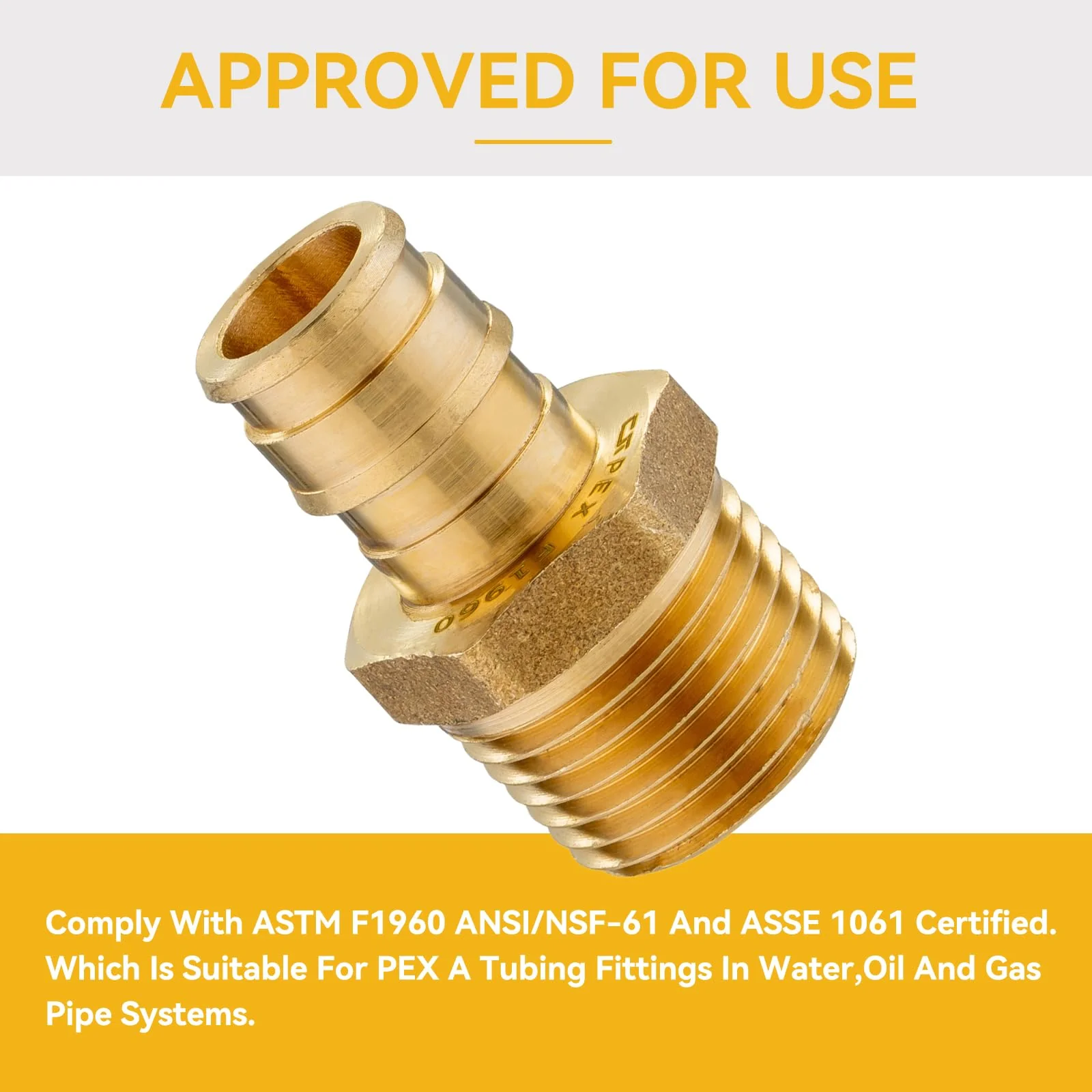 10 Pack PEX-A Fittings, 1/2"x 1/2" Expansion Male NPT Adapter, ASTM F1960 Male Threaded Adapter for A Tubing(PEX1960016) 1/2"x1/2" 10Pack - Image 4