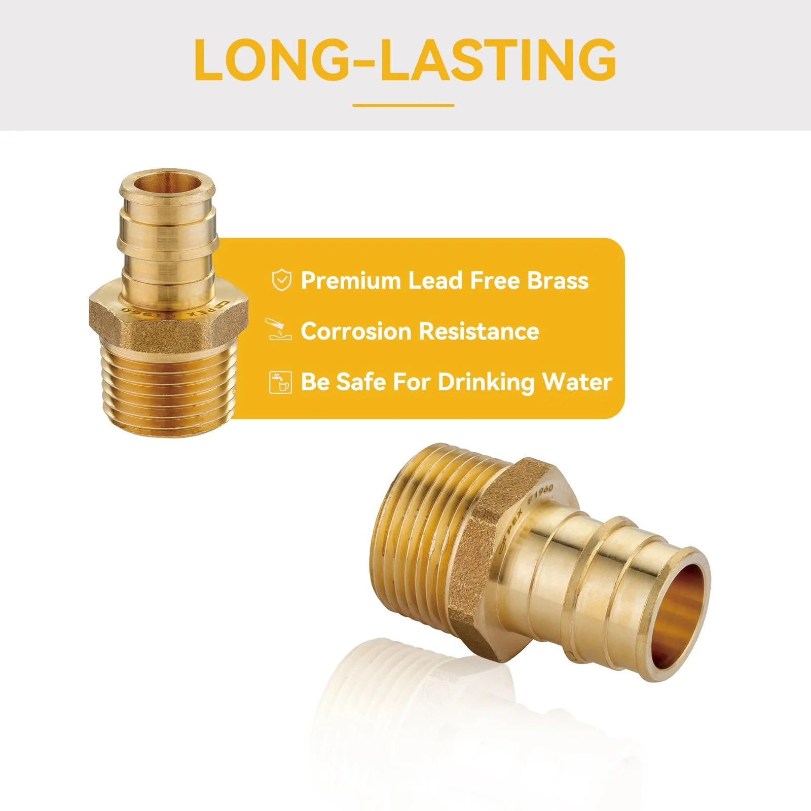 10 Pack PEX-A Fittings, 1/2"x 1/2" Expansion Male NPT Adapter, ASTM F1960 Male Threaded Adapter for A Tubing(PEX1960016) 1/2"x1/2" 10Pack - Image 5