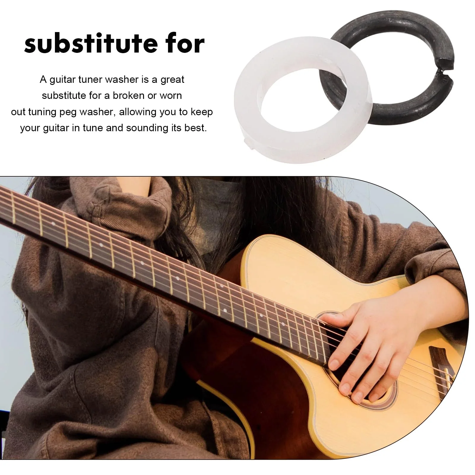 10 Pairs Guitar Peg Spacer Portable Guitar Gasket Tuner Supply Guitar Tuning Peg Gasket Guitar Spacer for Tuner Replaceable Tuner Washer Tuner Peg Washers Tuner Guitar Pads - Image 3