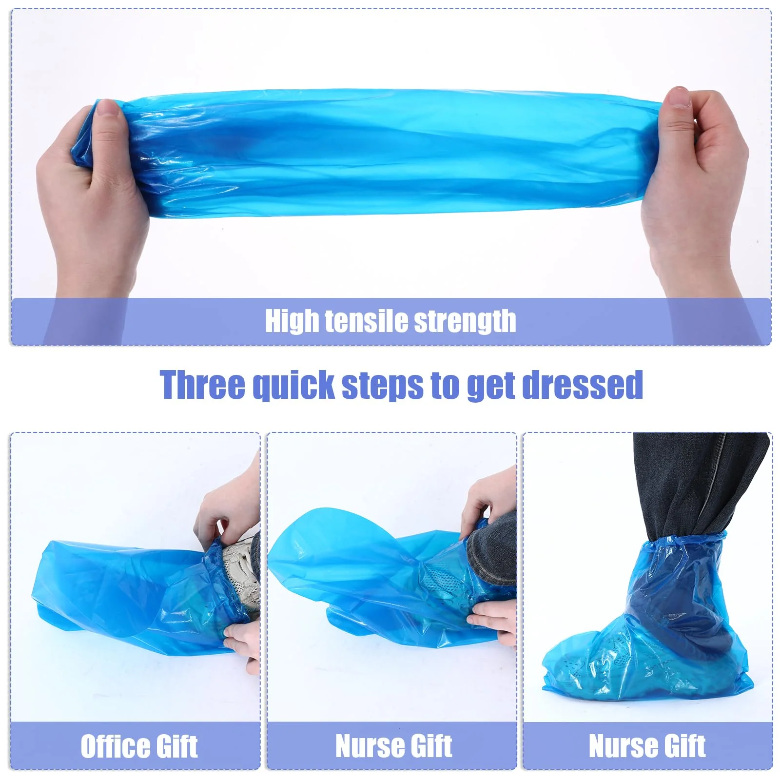 10 Pairs of Children's Rain Shoe Covers with Elastic Band, 30 x 28 cm Disposable Boot Covers for Outdoor Camping, Transparent Overshoes, Waterproof, Non-Slip for Children, Blue - Image 4
