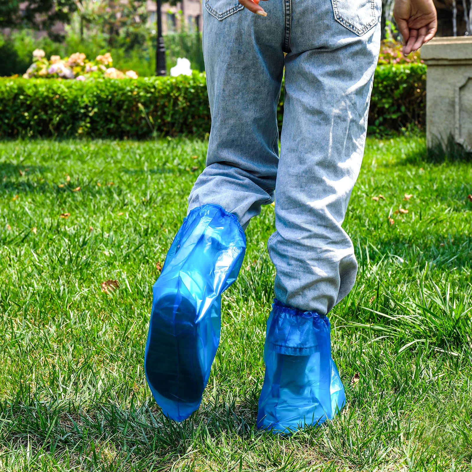 10 Pairs of Children's Rain Shoe Covers with Elastic Band, 30 x 28 cm Disposable Boot Covers for Outdoor Camping, Transparent Overshoes, Waterproof, Non-Slip for Children, Blue - Image 6