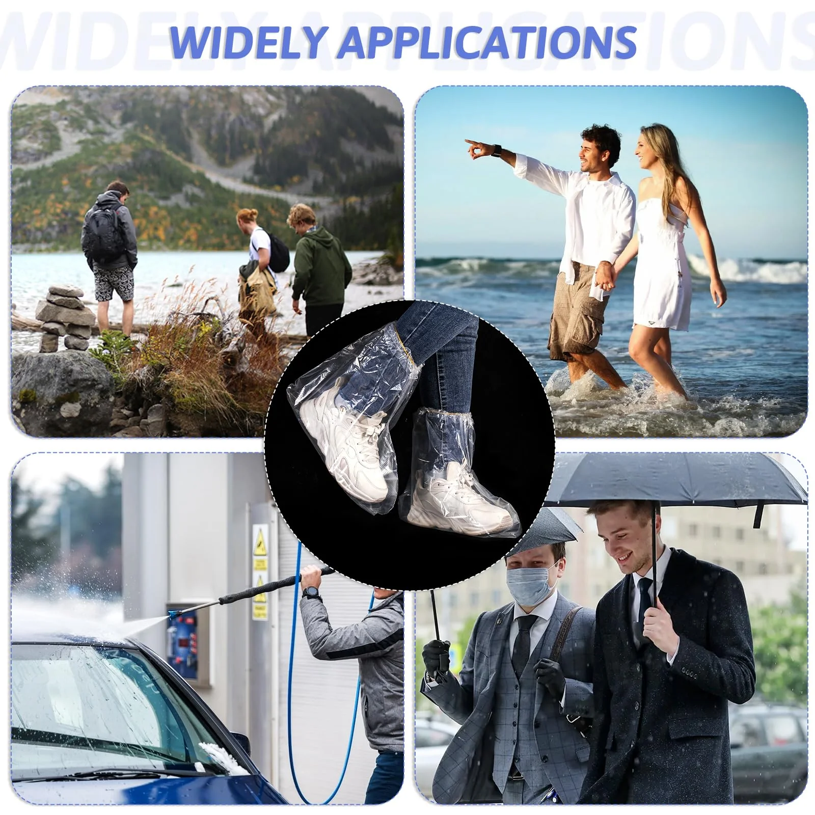 10 Pairs Waterproof Rain Shoe Covers with Elastic Band, Disposable Boot Covers for Men and Women, Transparent Overshoes Waterproof Non-Slip for Outdoor Camping - Image 7