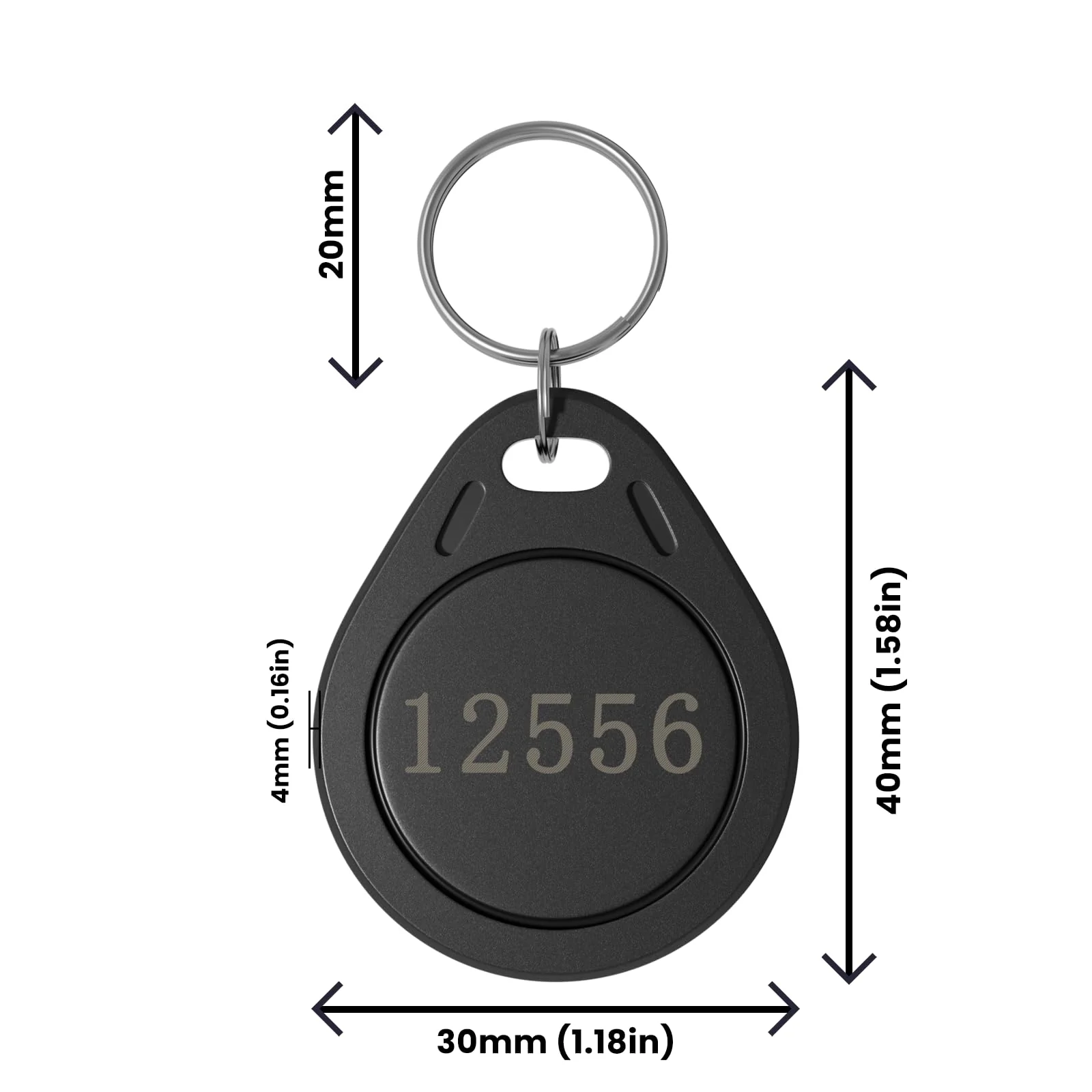 10 pcs 26 Bit Key Fobs Black RFID Keychain Writable Proximity Keychain Compatable with ISOProx 1386 1326 1346 H10301 Format Readers, Works with Vast Majority of Access Control Systems 10 - Image 2
