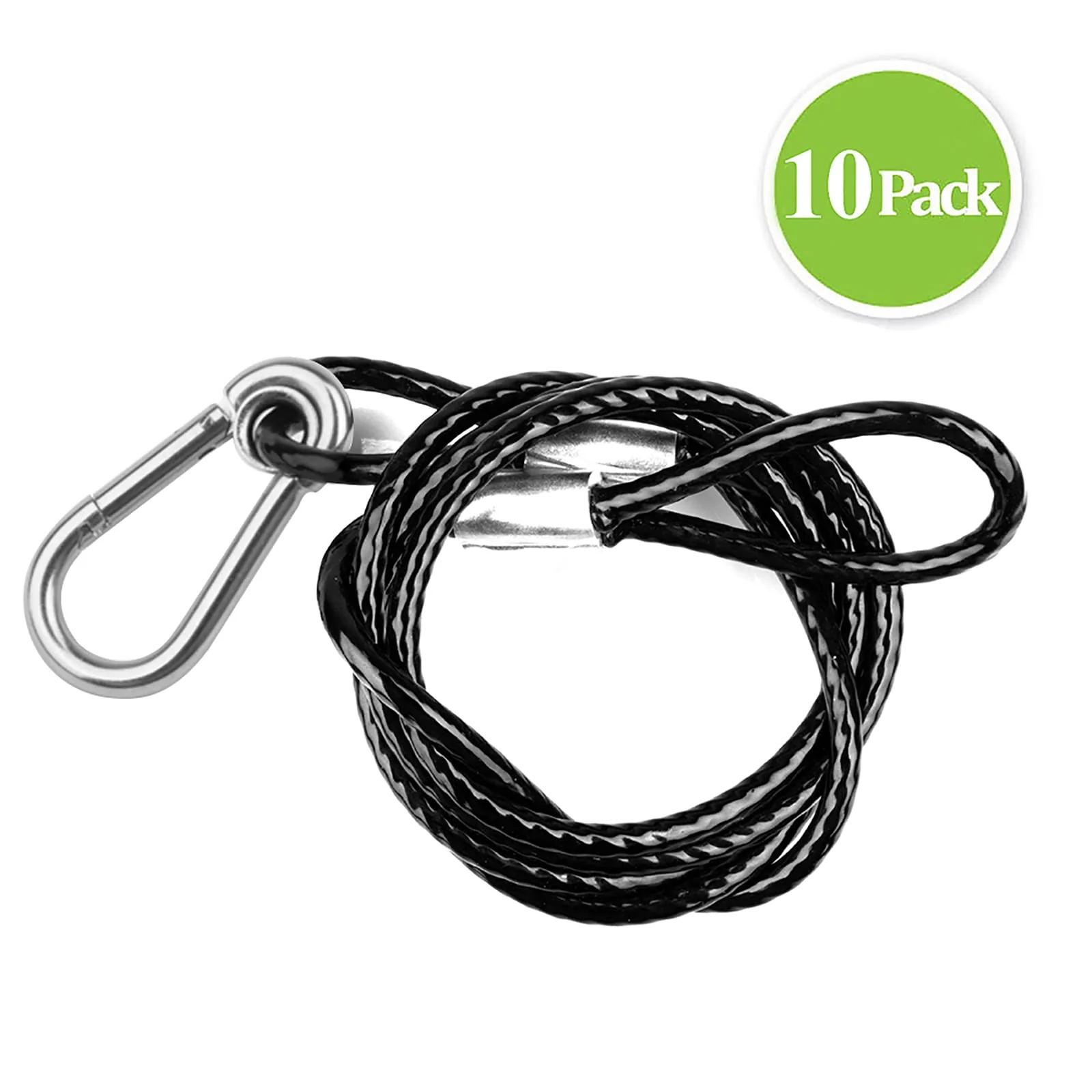 10 PCS 3FT Safety Cable, Black Coated Braided Stainless Steel Security Cable with Loops for DJ Stage Par Lighting, Max. Load 110 lb - Image 5