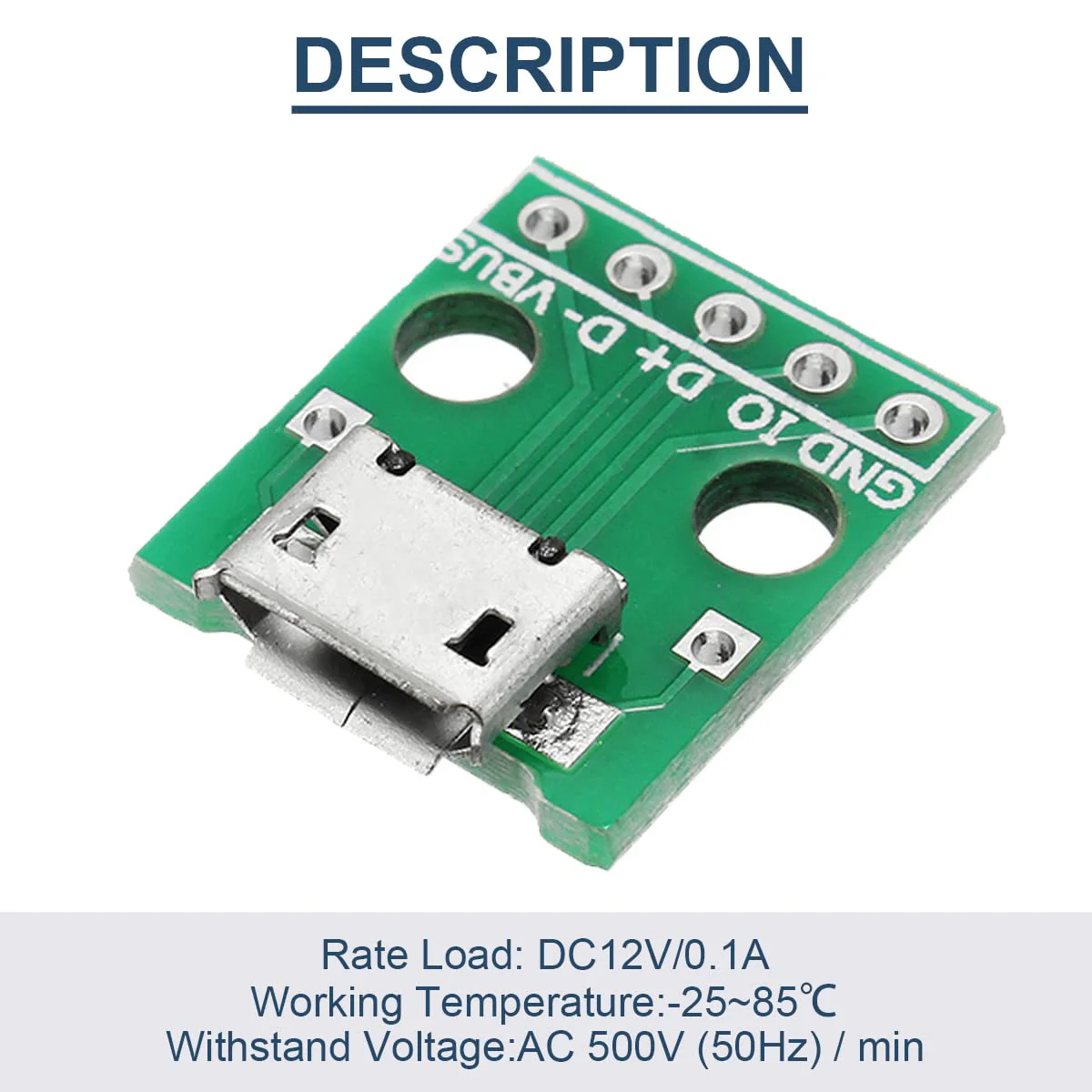 10 Pcs Micro USB Female to DIP Adapter 2.54mm 5 Pin USB 2.0 Micro USB Socket to DIP Converter Breakout Board for DIY Power Supply with 50 Pin Header - Image 2