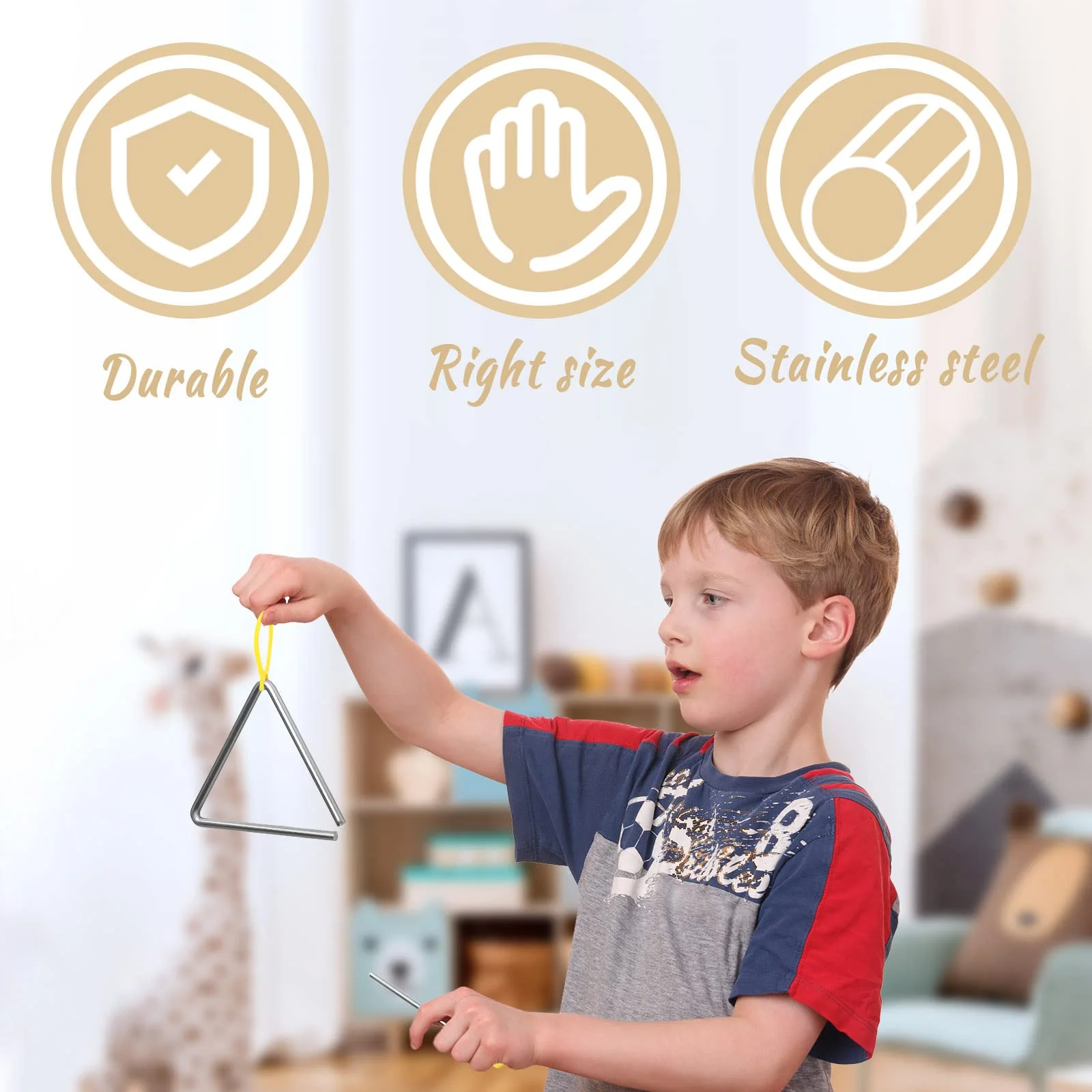 10 Pcs Musical Steel Triangle Percussion Instrument with Striker Rhythm Triangle Instrument Hand Percussion Triangles for Kids Adults (6 Inch) 6 Inch - Image 4