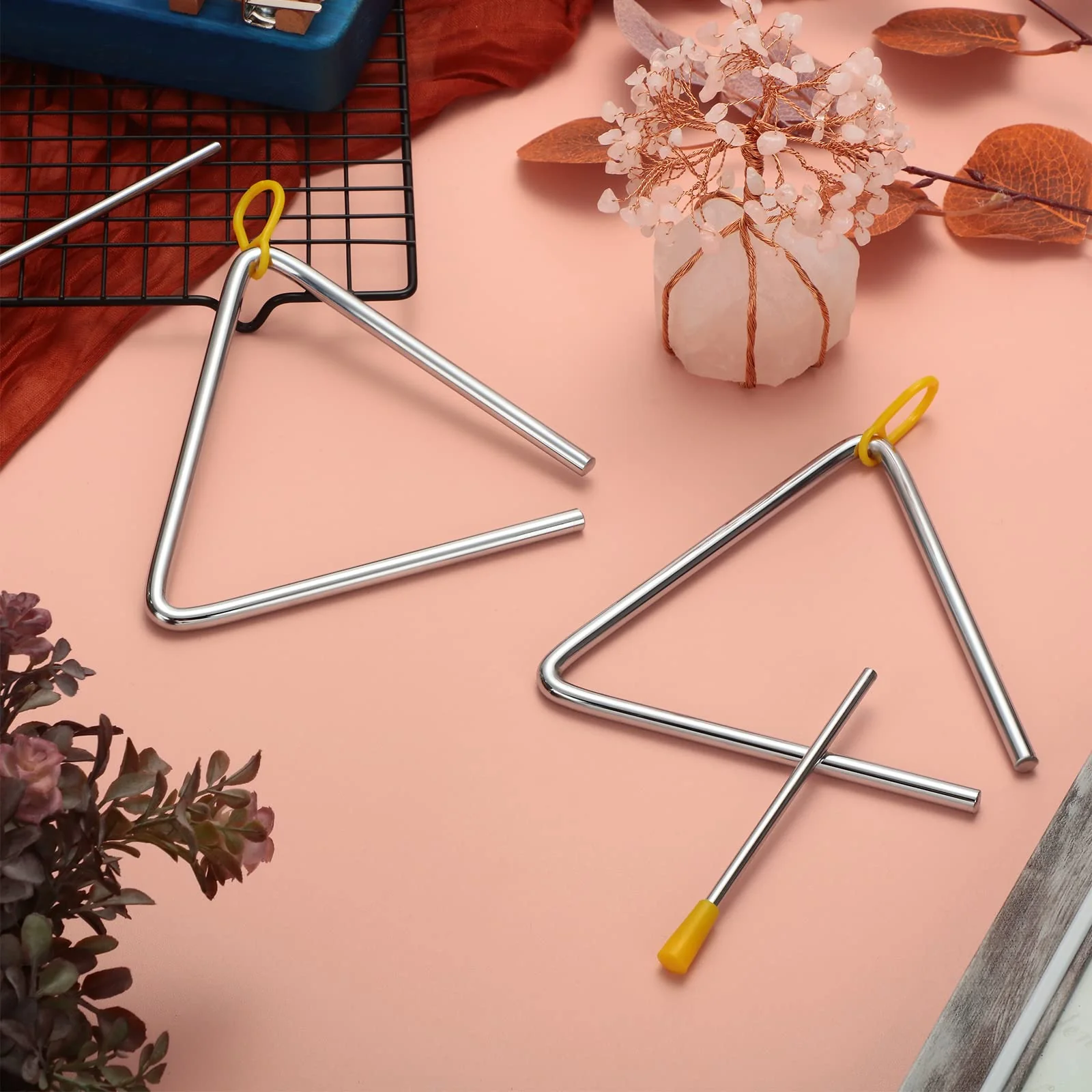 10 Pcs Musical Steel Triangle Percussion Instrument with Striker Rhythm Triangle Instrument Hand Percussion Triangles for Kids Adults (6 Inch) 6 Inch - Image 7