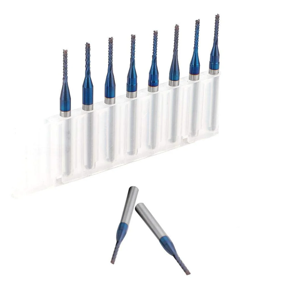 10-Piece End Mill Set Carbide Cutter Blue Corn Cutter CNC PCB Engraving Milling Tool (1.4 mm) - Image 2