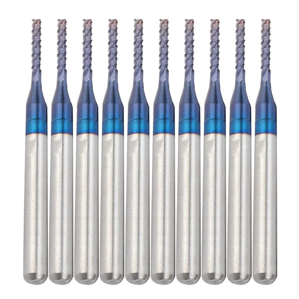 10-Piece End Mill Set Carbide Cutter Blue Corn Cutter CNC PCB Engraving Milling Tool (1.4 mm) - Image 4