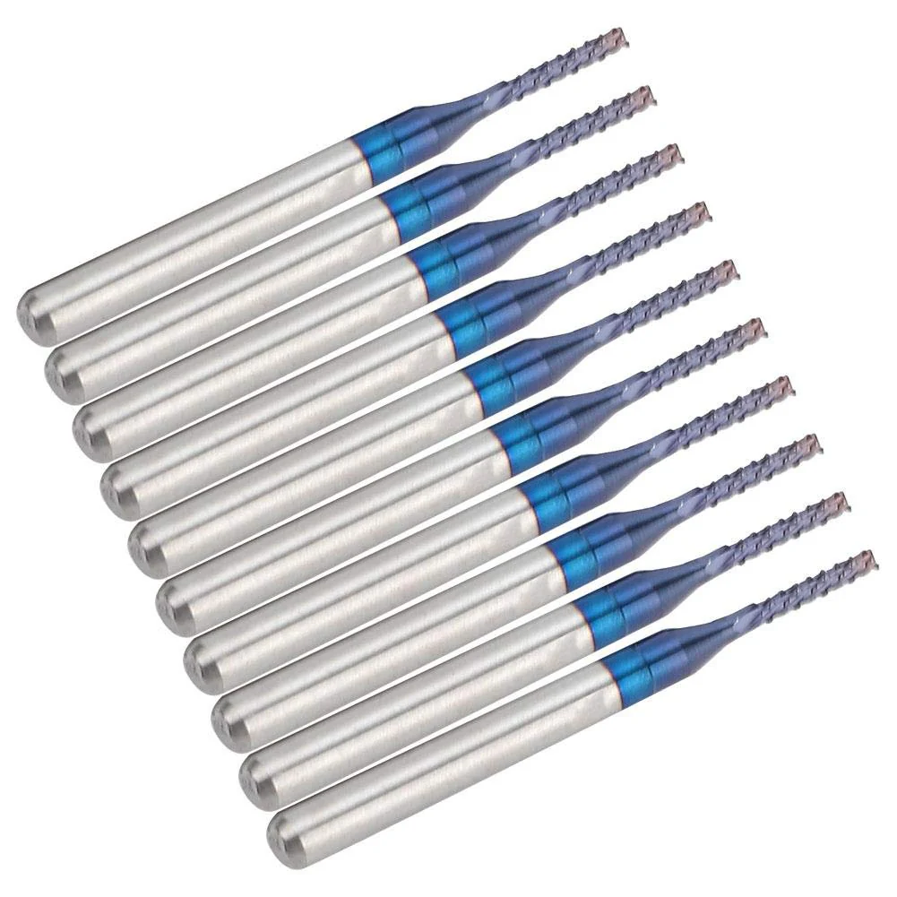 10-Piece End Mill Set Carbide Cutter Blue Corn Cutter CNC PCB Engraving Milling Tool (1.4 mm) - Image 8