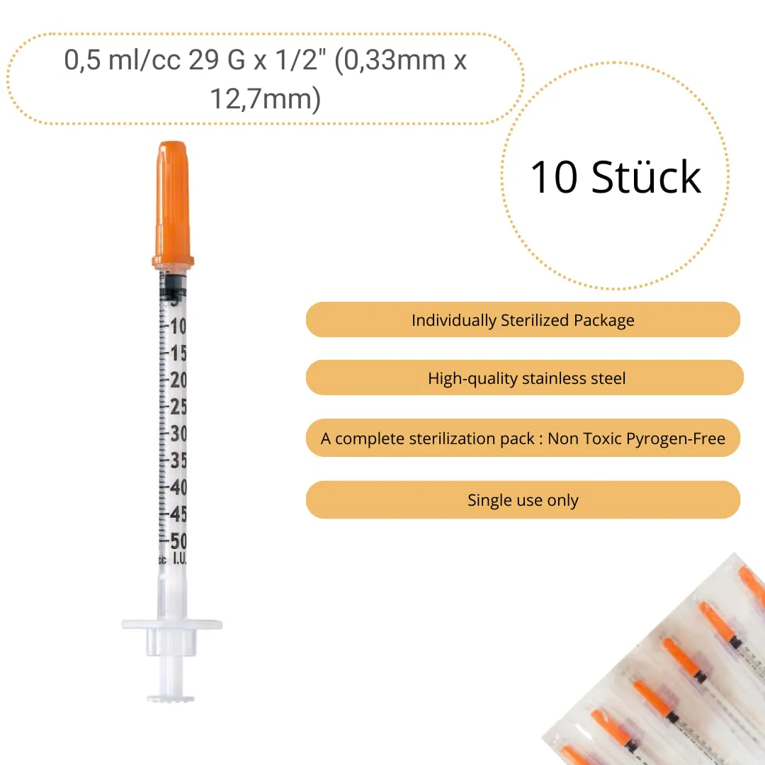 10 x 0.5ml/cc Plastic Tube 29G (0.33 x 12.7mm) Multipurpose Measuring Tools, Lab Accessories, Individually Packed 10 x - Image 2