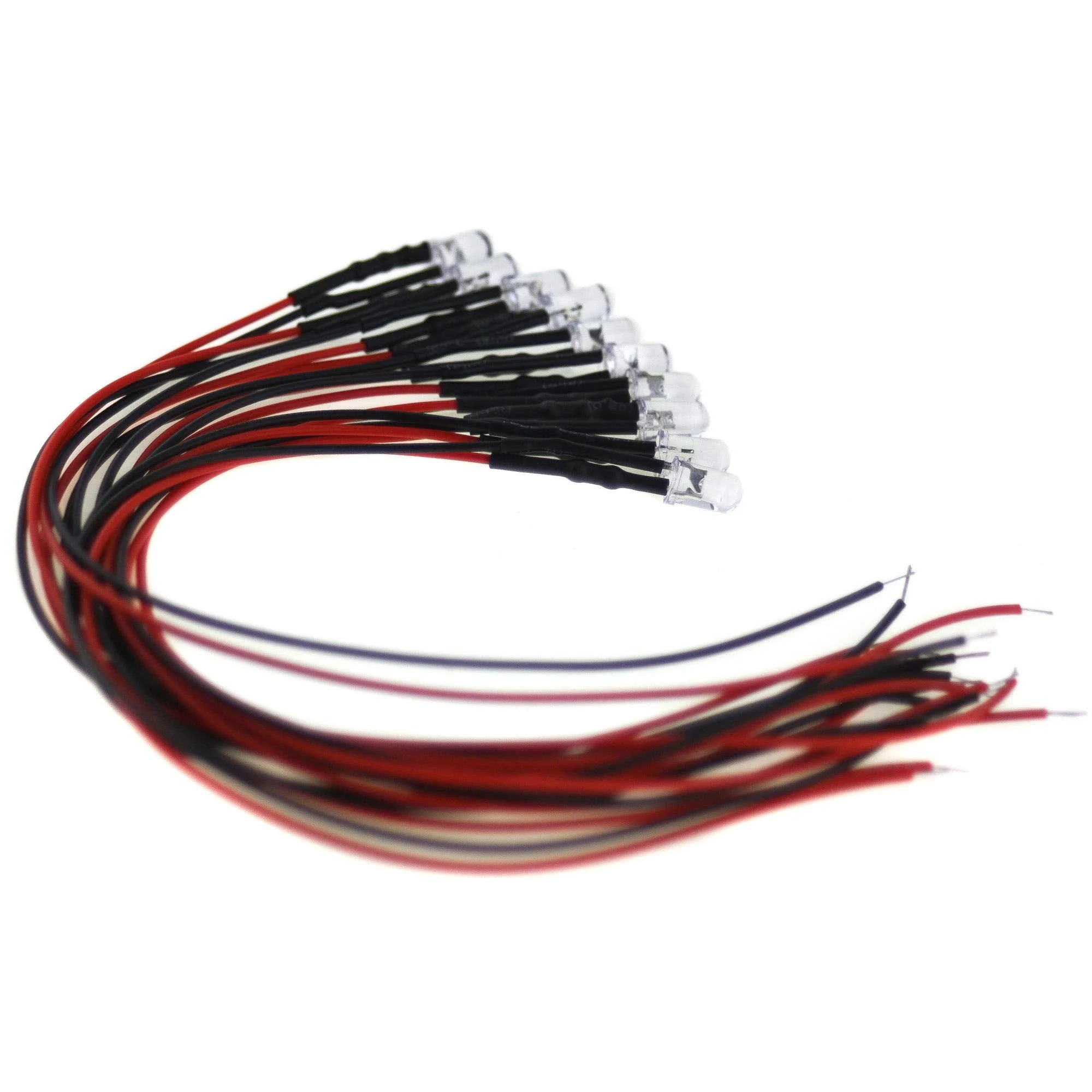 10 x 5 mm LED, 5 V, red, with 20 cm connection cable and integrated series resistor - Image 4