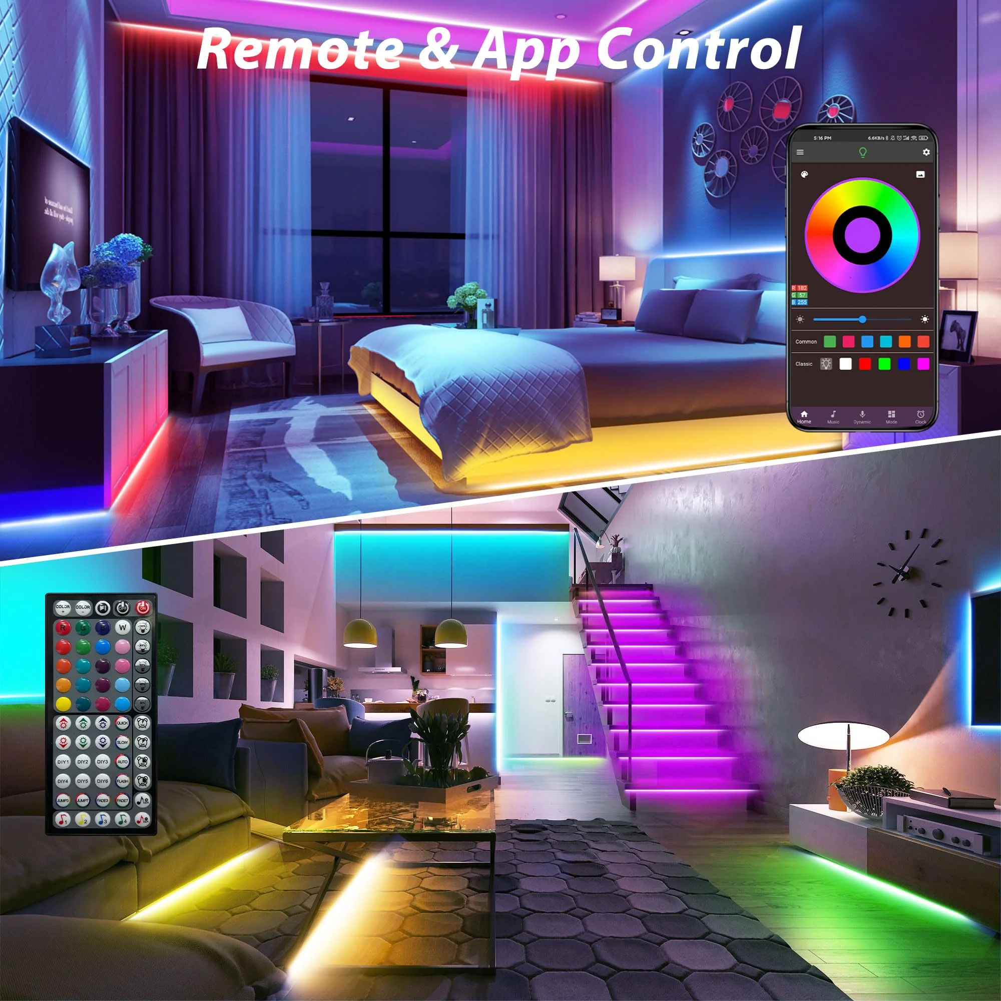 100 ft LED Lights for Bedroom Music Sync RGB LED Strip Lights with APP & Remote Control LED Lights for Room Home Party Christmas Wall Decor 100ft - Image 3