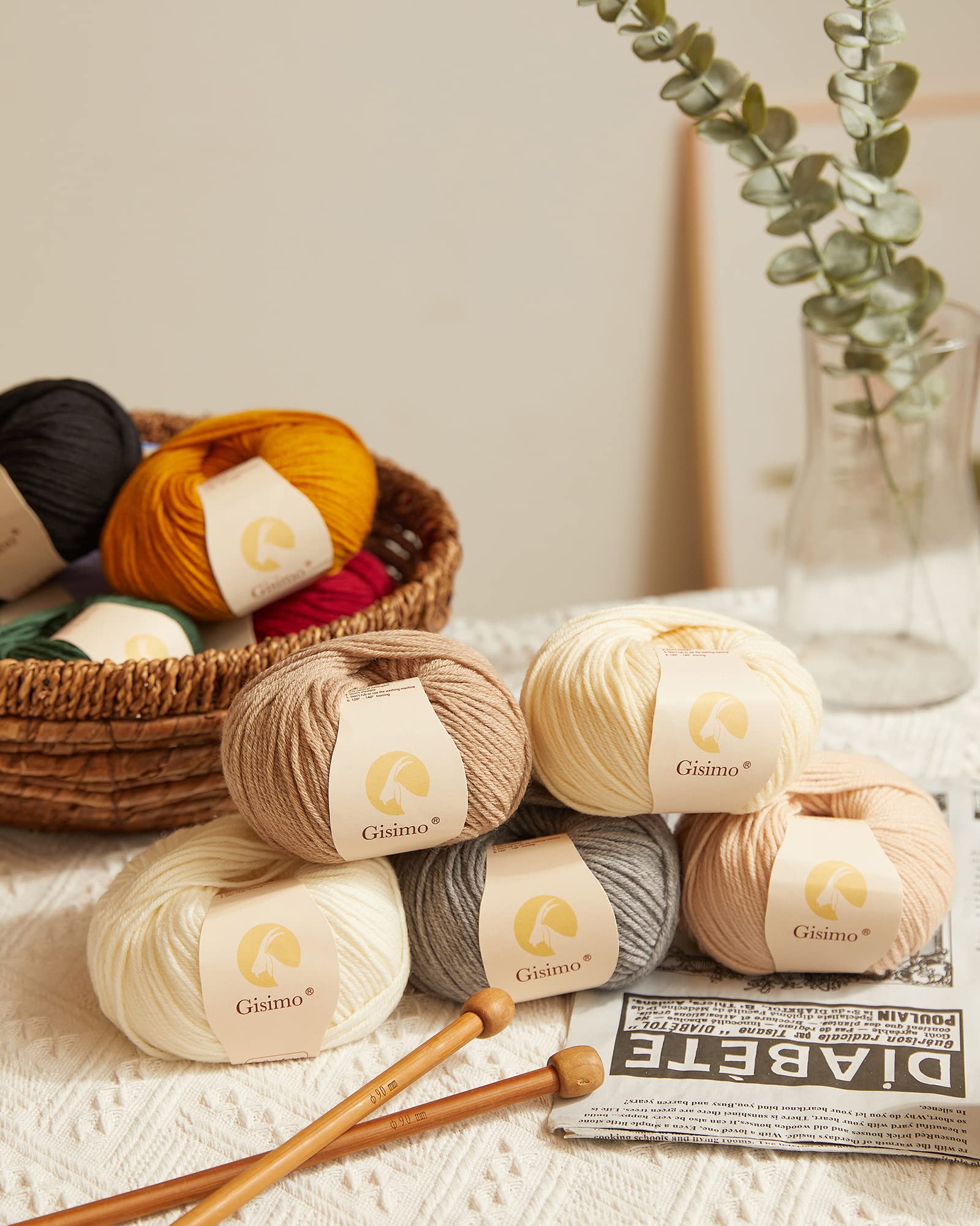 100% Merino Wool Yarn, 6-Ply Luxurious and Soft Yarn for Hand Knitting & Crocheting, 1.76 OZ/50g, 127 yds/116 Meters (Light Gray, 3 Balls) light gray - Image 6