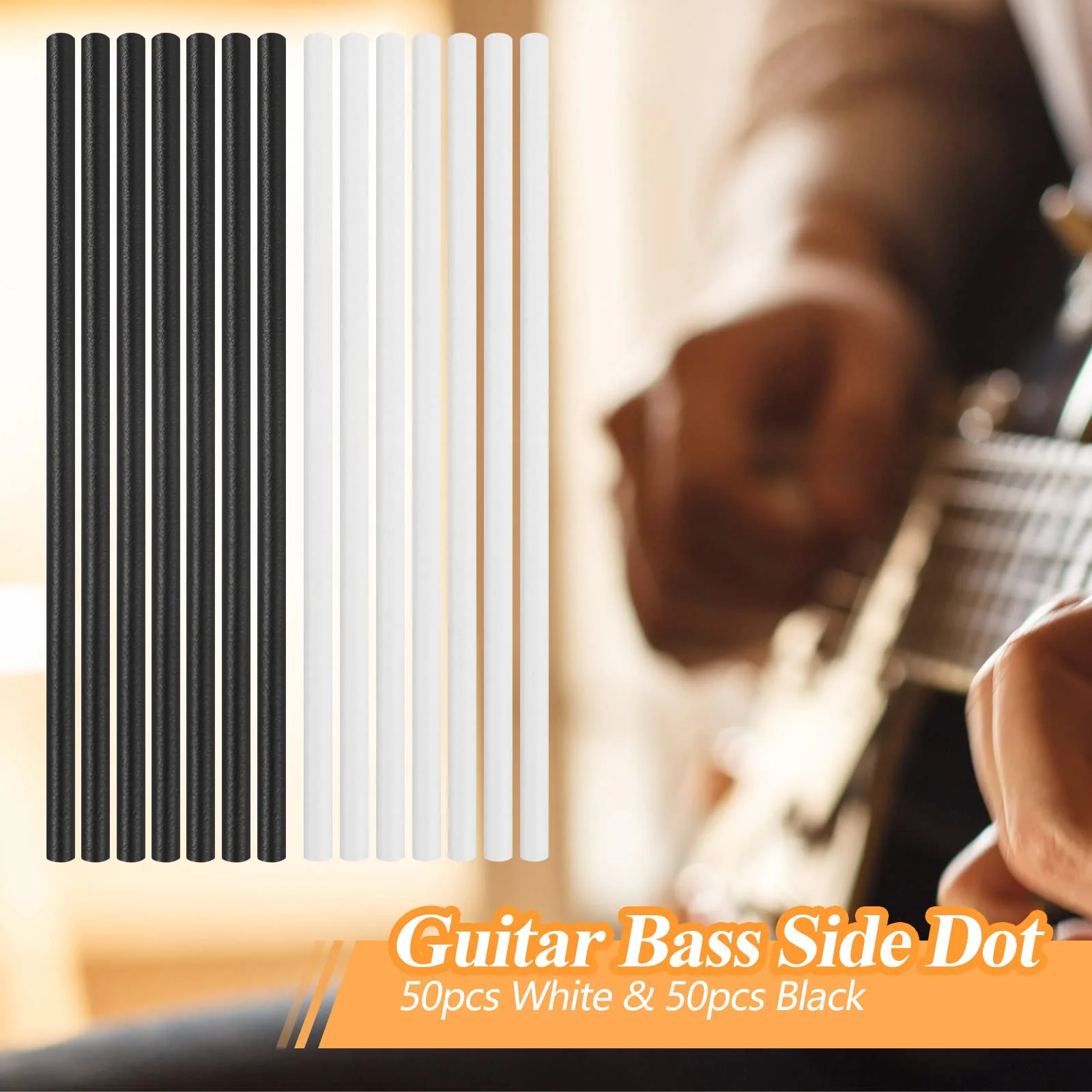100 Pcs 50 x 2 mm Guitar Fingerboard Side Marker Fingerboard Side Dot with 2 mm Diameter Drill Bit Tools and a Box Music Instrument Inlay Dots Bass Guitar Kit Performance Accessory for Beginners - Image 4