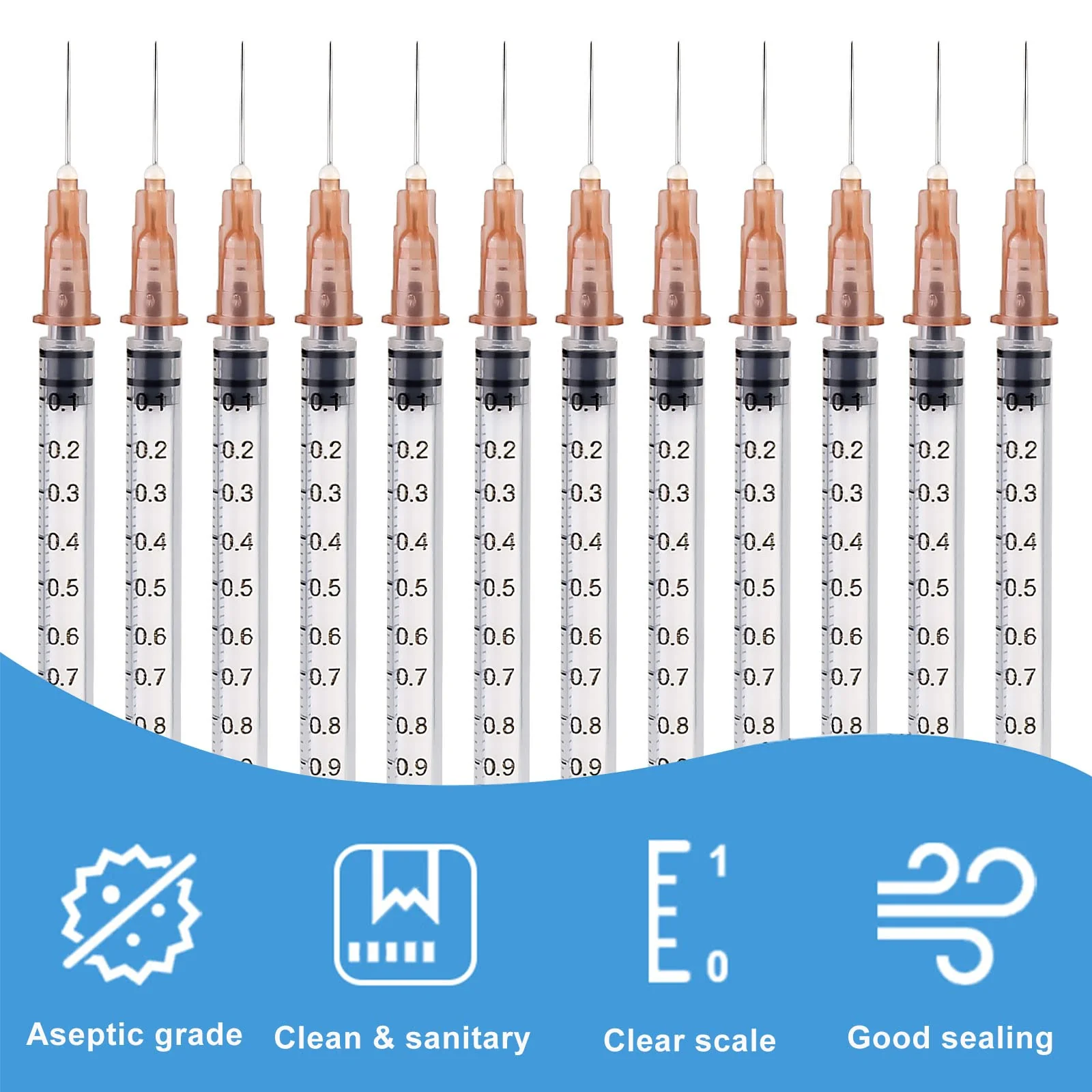 100 Pieces Syringes, Vegena 1 ml Syringe Set, Plastic Tube Syringes with Needle, Disposable Syringes, Small Dosing Syringe, Liquid Syringe, Independent Seal Packaging, Disposable Syringes - Image 5