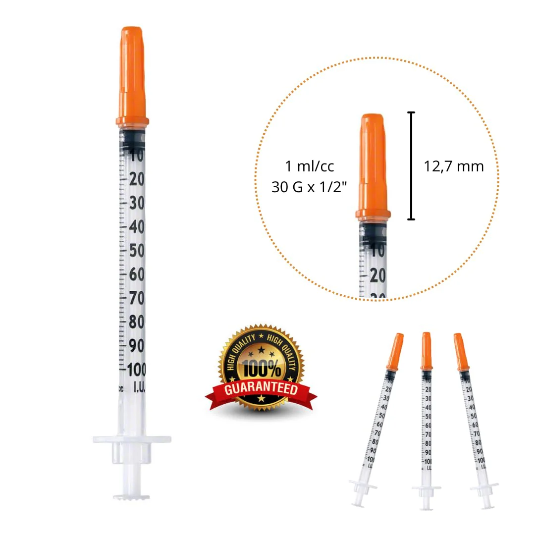 100 x 1 ml/cc Plastic Tube 30G (0.3 x 12.7 mm), Multi-Purpose Measuring Tools, Laboratory Accessories, Individually Packed (30G 1/2") - Image 3